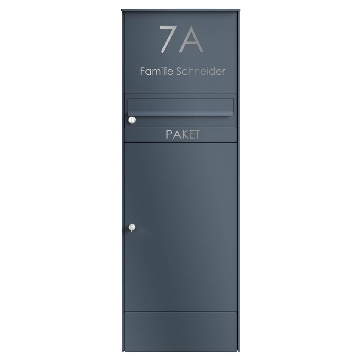Edelstahl Paketbriefkasten BASIC Plus 864XS mit Paketfach 550x370 - Hausnummer - RAL nach Wahl Edelstahl Paketbriefkasten BASIC Plus 864XS mit Paketfach 550x370 - Hausnummer - RAL nach Wahl