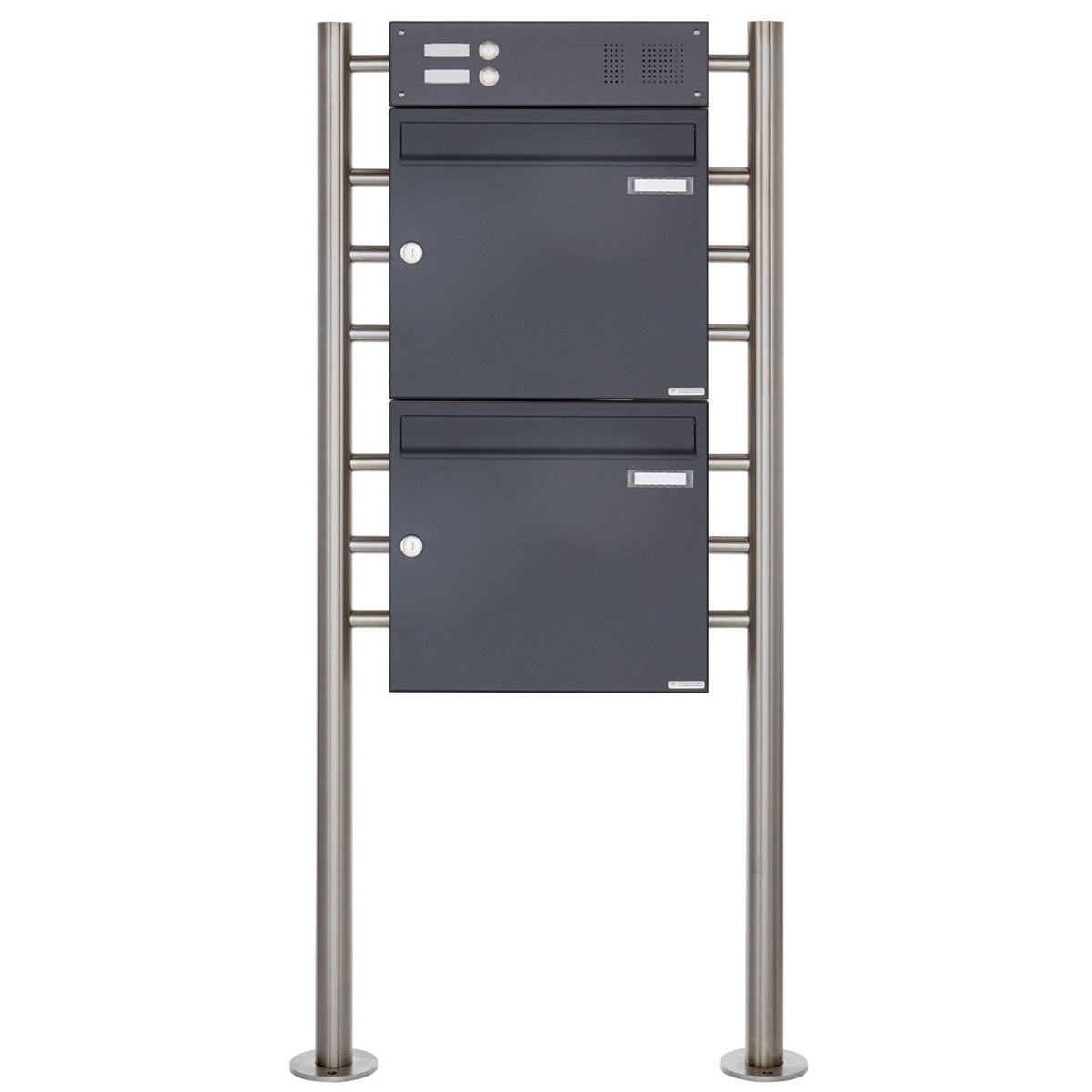 2er Standbriefkasten Design BASIC 381 ST-R mit Klingelkasten - RAL 7016 anthrazitgrau 2er Standbriefkasten Design BASIC 381 ST-R mit Klingelkasten - RAL 7016 anthrazitgrau