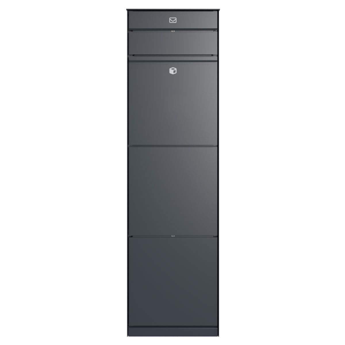 Freestanding design parcel box GOETHE with 1 letterbox - lock system - RAL of your choice Freestanding design parcel box GOETHE with 1 letterbox - lock system - RAL of your choice