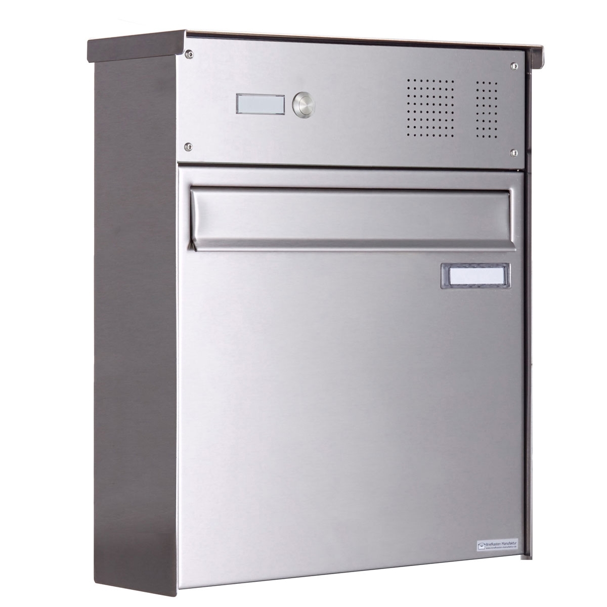 Edelstahl Zaunbriefkasten BASIC Plus 382XZ mit Klingelkasten - Edelstahl geschliffen - Entnahme rückseitig Edelstahl Zaunbriefkasten BASIC Plus 382XZ mit Klingelkasten - Edelstahl geschliffen - Entnahme rückseitig