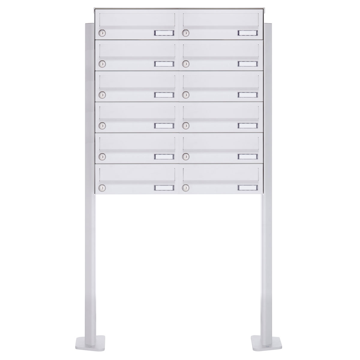 12er 6x2 Standbriefkasten Design BASIC 385P-9016 ST-T - RAL 9016 verkehrsweiß 12er 6x2 Standbriefkasten Design BASIC 385P-9016 ST-T - RAL 9016 verkehrsweiß