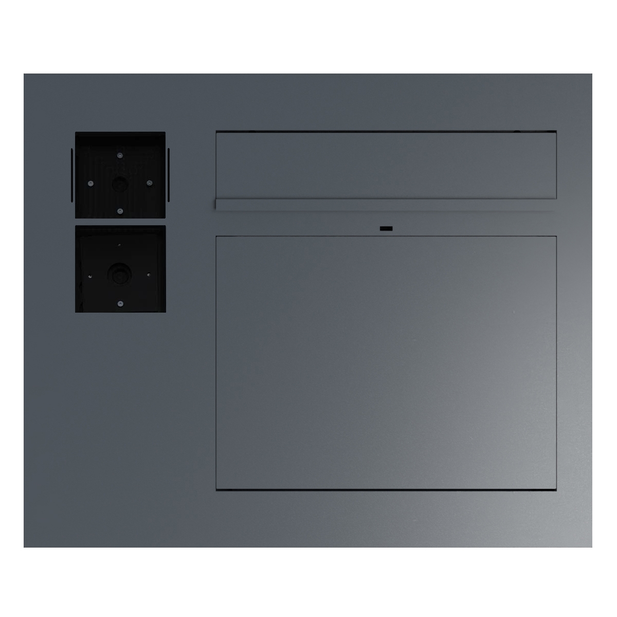 Design Unterputz Briefkasten GRIMM - Farbe nach Wahl - LOXONE Intercom/Code Touch 1x2 vorbereitet links