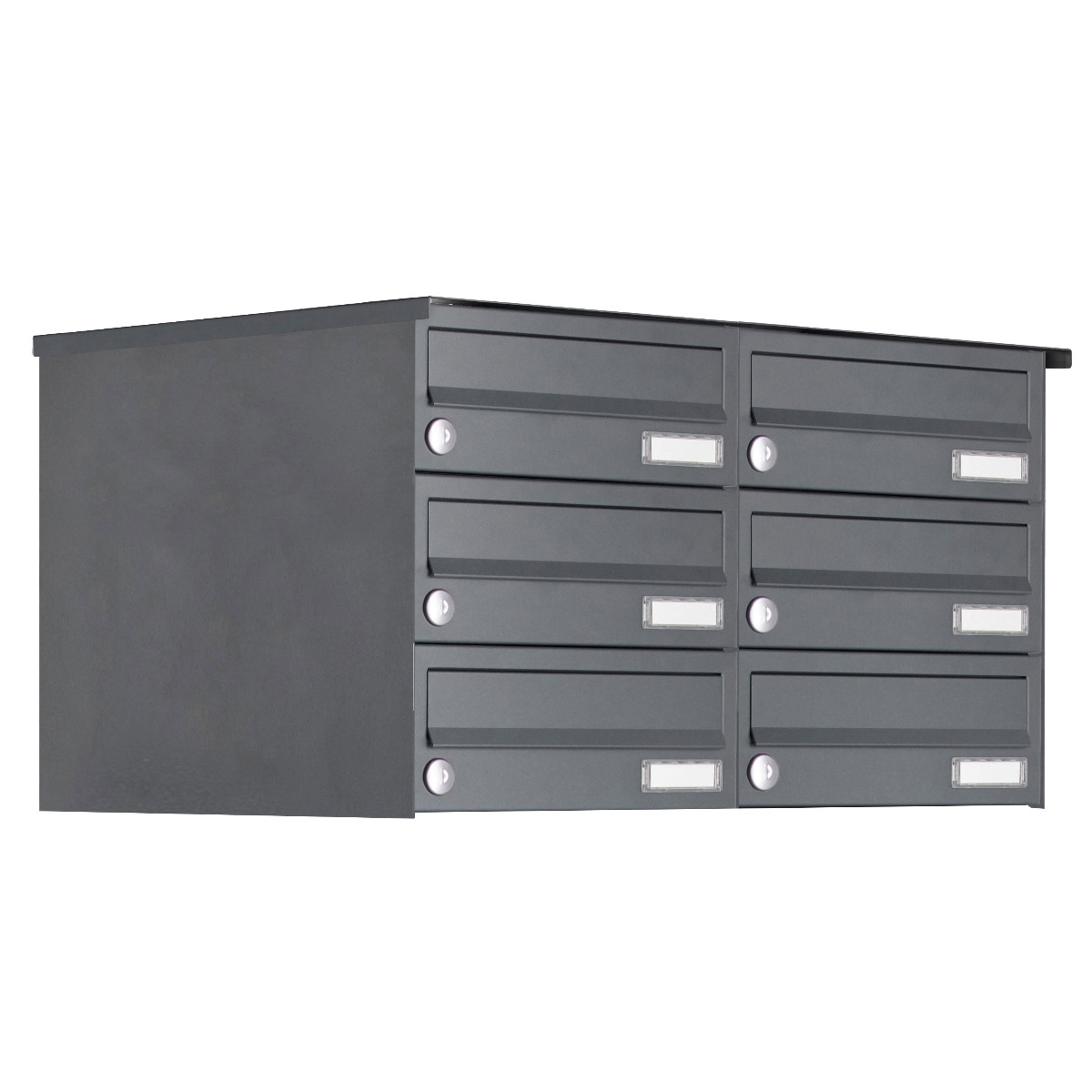 6-piece 2x3 stainless steel surface-mounted letterbox system Design BASIC Plus 385XA AP - RAL of your choice