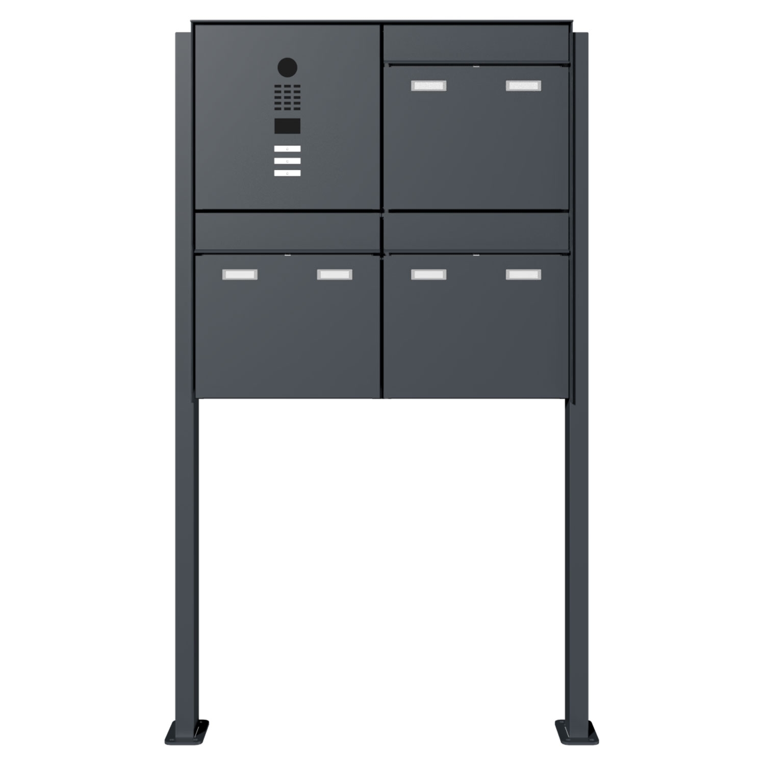 3-delige design brievenbuszuil GOETHE ST-Q links met DoorBird video intercom - RAL naar keuze