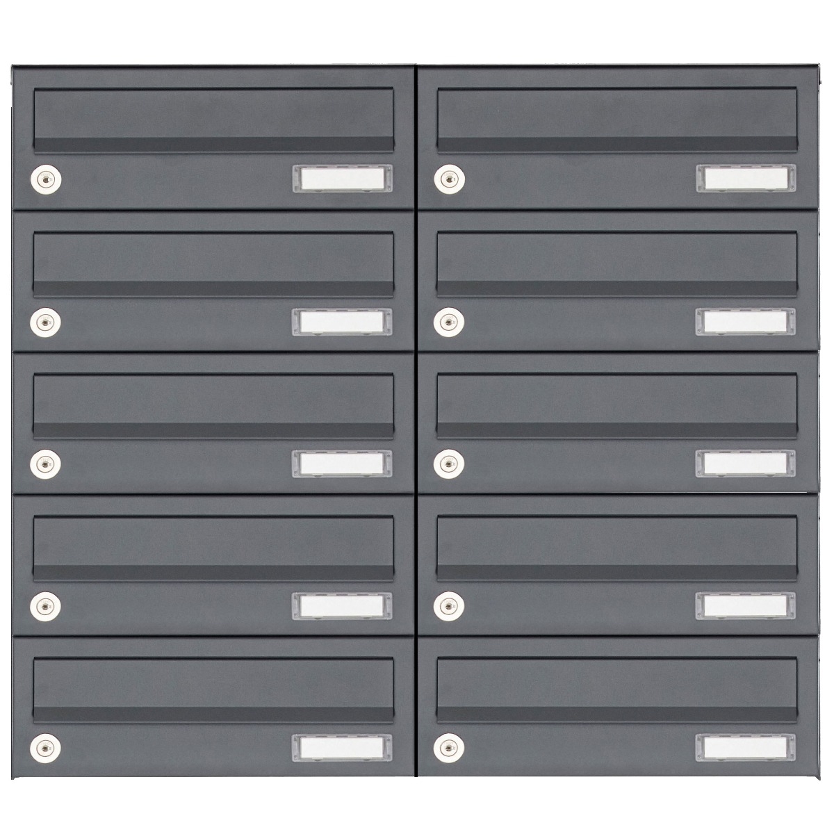 10er 5x2 Aufputz Briefkastenanlage Design BASIC 385A-7016 AP - RAL 7016 anthrazitgrau 10er 5x2 Aufputz Briefkastenanlage Design BASIC 385A-7016 AP - RAL 7016 anthrazitgrau