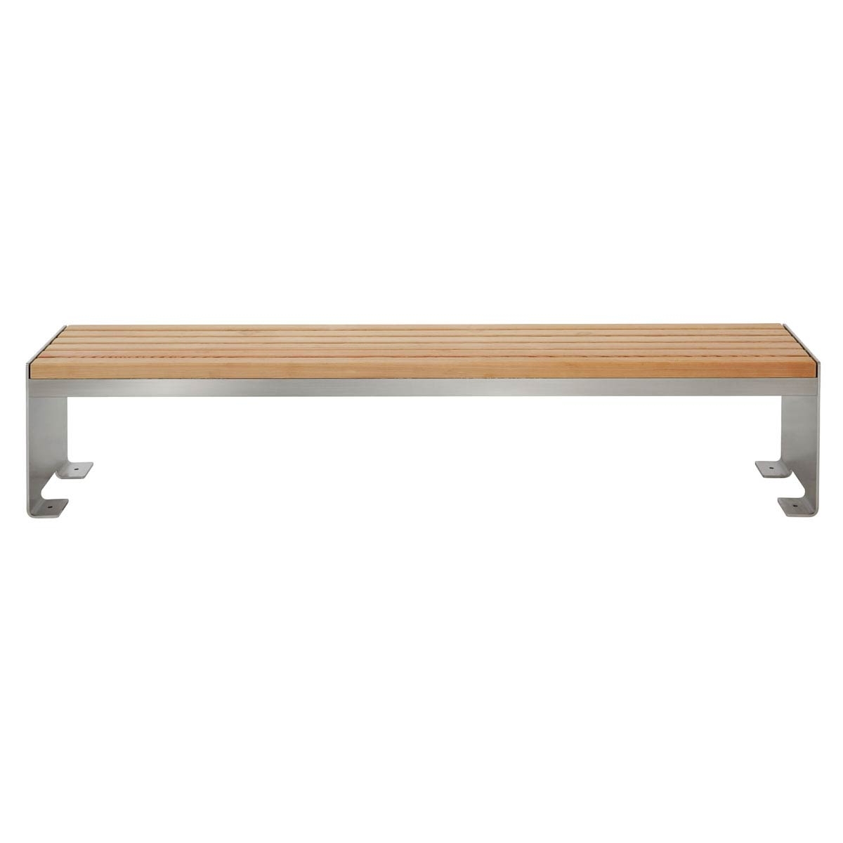 Panca design NOVALIS - acciaio inox lucido - abete Douglas oliato