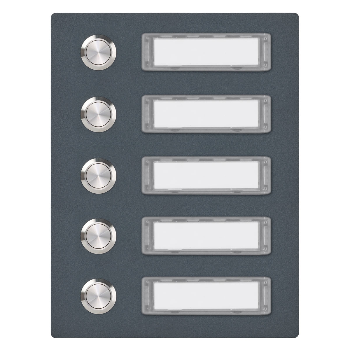fd95977d48d1ba7edfbf45c55285e4dc5b55d3c8 Edelstahl Klingelplatte 150x190 BASIC 421 pulverbeschichtet mit Namensschild - 5 Parteien