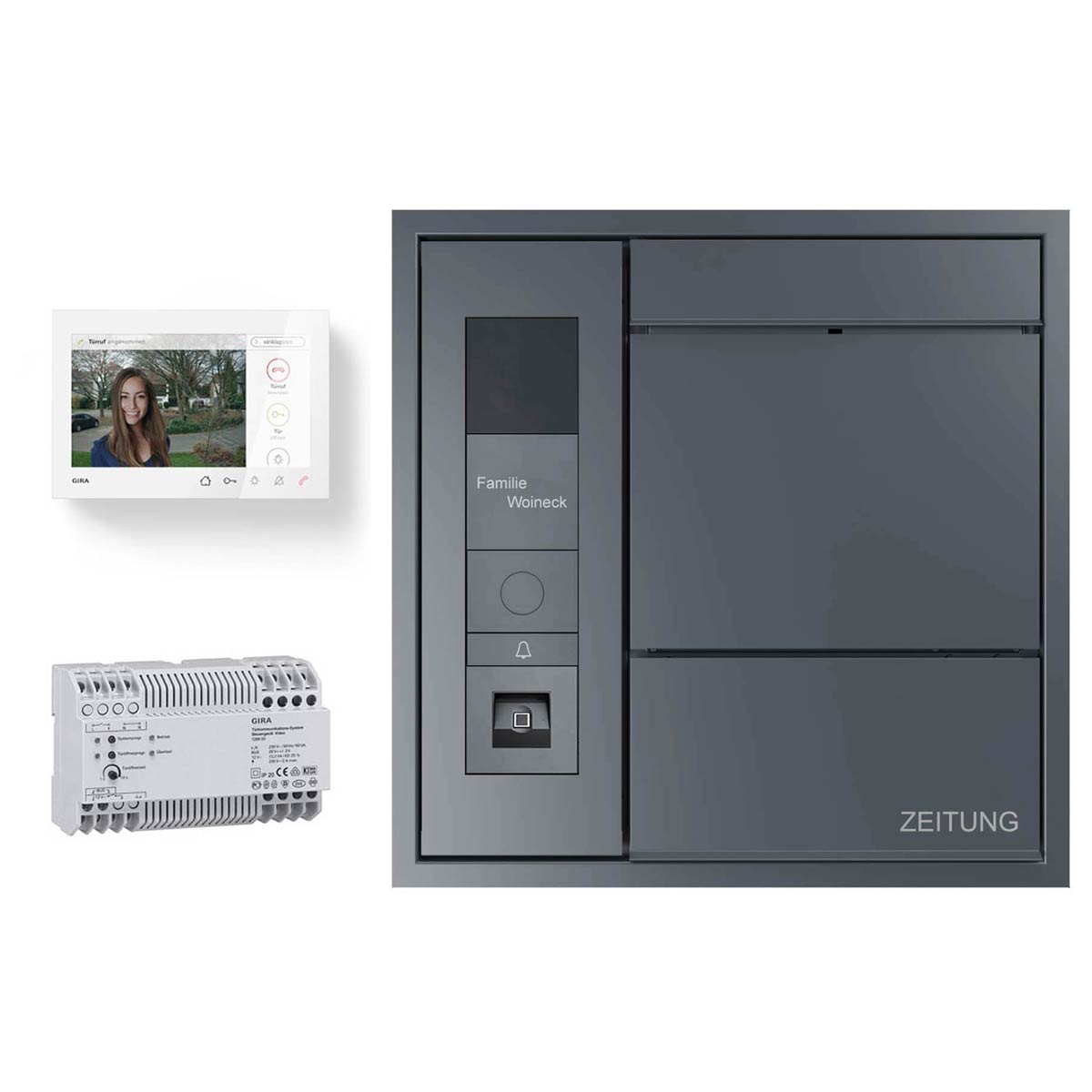 Design Unterputz Briefkasten GOETHE UP seitlich mit Zeitungsfach - RAL nach Wahl - GIRA System 106 Keyless In - VIDEO Komplettset Design Unterputz Briefkasten GOETHE UP seitlich mit Zeitungsfach - RAL nach Wahl - GIRA System 106 Keyless In - VIDEO Komplettset