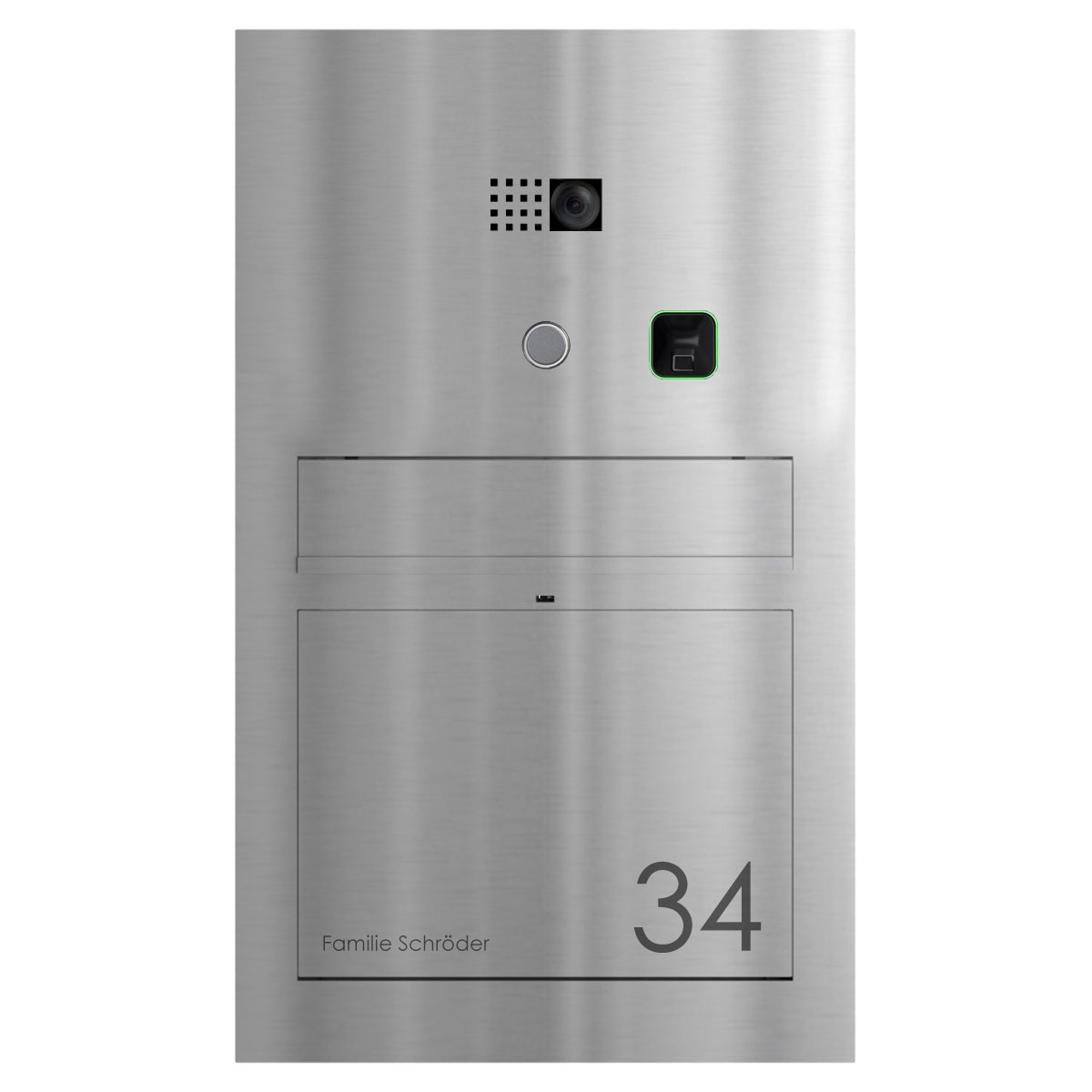 Design flush-mounted letterbox GRIMM - polished stainless steel with COMELIT Ultra - VIDEO set
