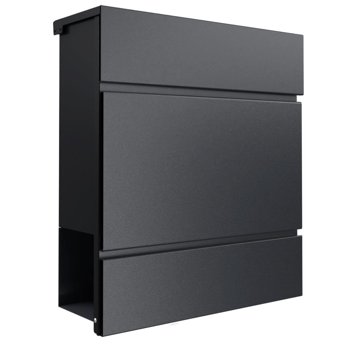 KANT letterbox with newspaper compartment - Design 2 - RAL 9005 jet black KANT letterbox with newspaper compartment - Design 2 - RAL 9005 jet black