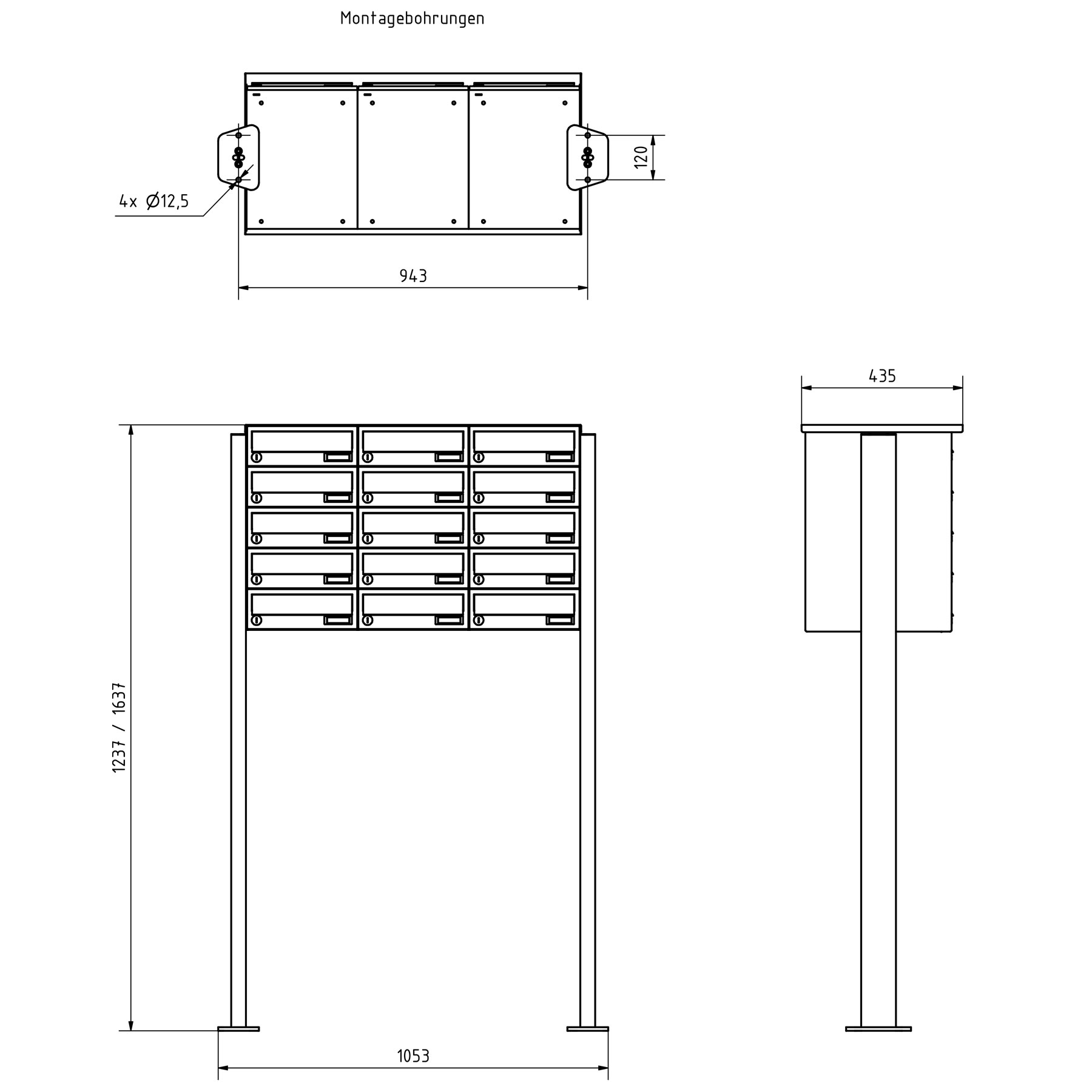 15er 5x3 Edelstahl Briefkastenanlage freistehend Design BASIC Plus 385XP ST-T - RAL nach Wahl 15er 5x3 Edelstahl Briefkastenanlage freistehend Design BASIC Plus 385XP ST-T - RAL nach Wahl