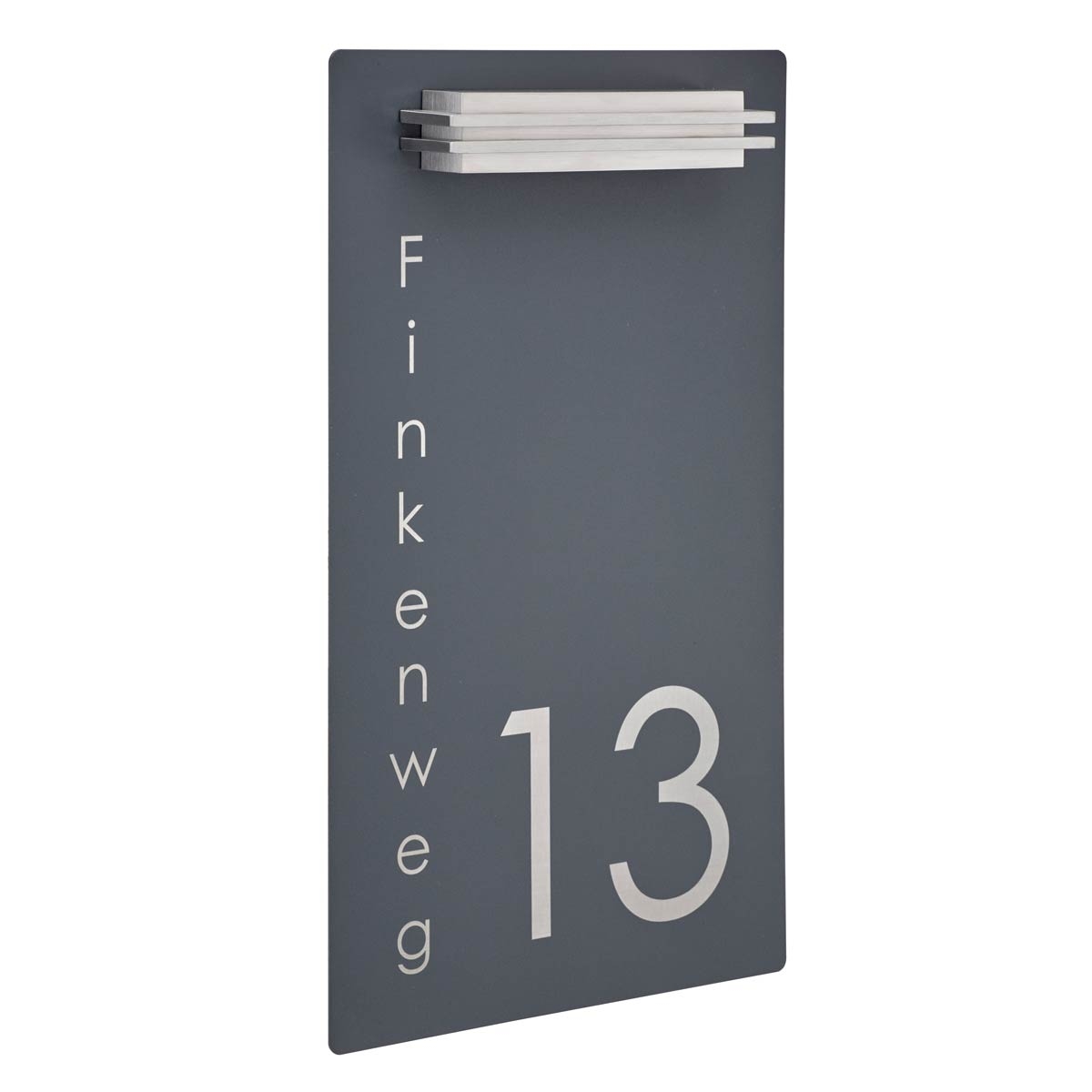 70aec04dc14dfb5a062cd2abcff9e9727a48f9cc Plaque en acier inoxydable Elegance 423A 225x395 - RAL au choix - éclairage LED - numéro de maison - rue ou nom