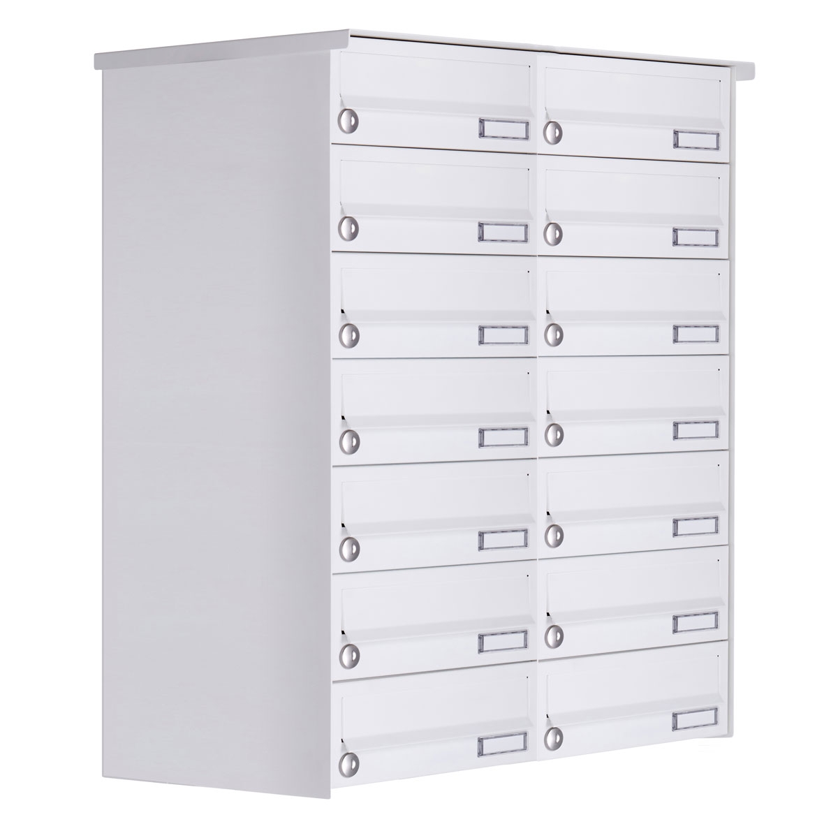 14er 7x2 Aufputz Briefkastenanlage Design BASIC 385A-9016 AP - RAL 9016 verkehrsweiß