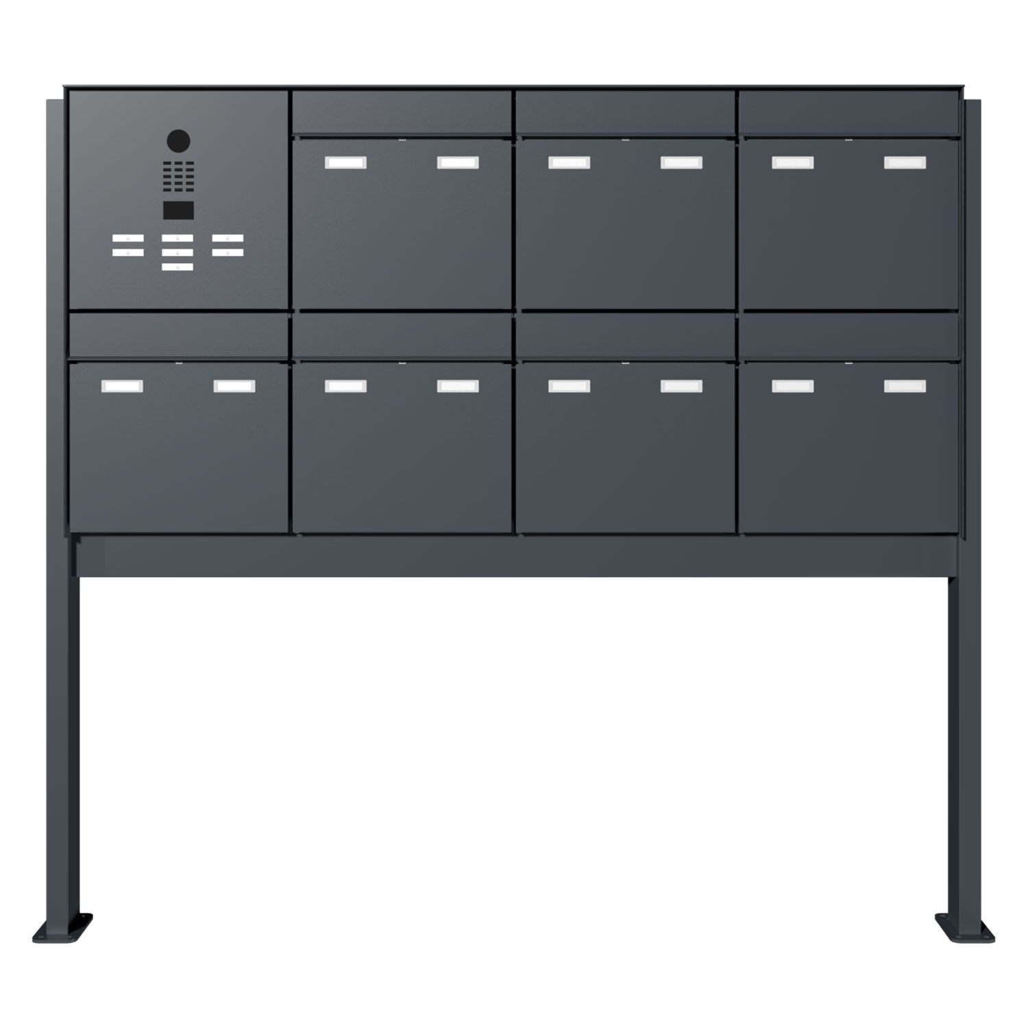 7-delige design brievenbuszuil GOETHE ST-Q links met DoorBird video intercom - RAL naar keuze