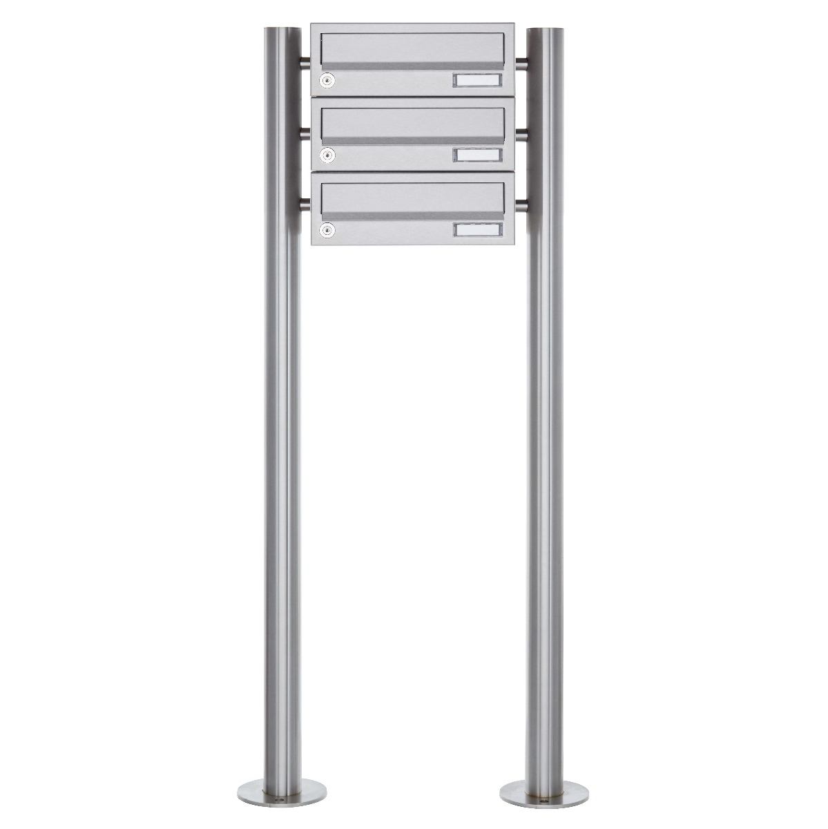 3er Briefkastenanlage freistehend Design BASIC 385-VA ST-R - Edelstahl V2A, geschliffen 3er Briefkastenanlage freistehend Design BASIC 385-VA ST-R - Edelstahl V2A, geschliffen