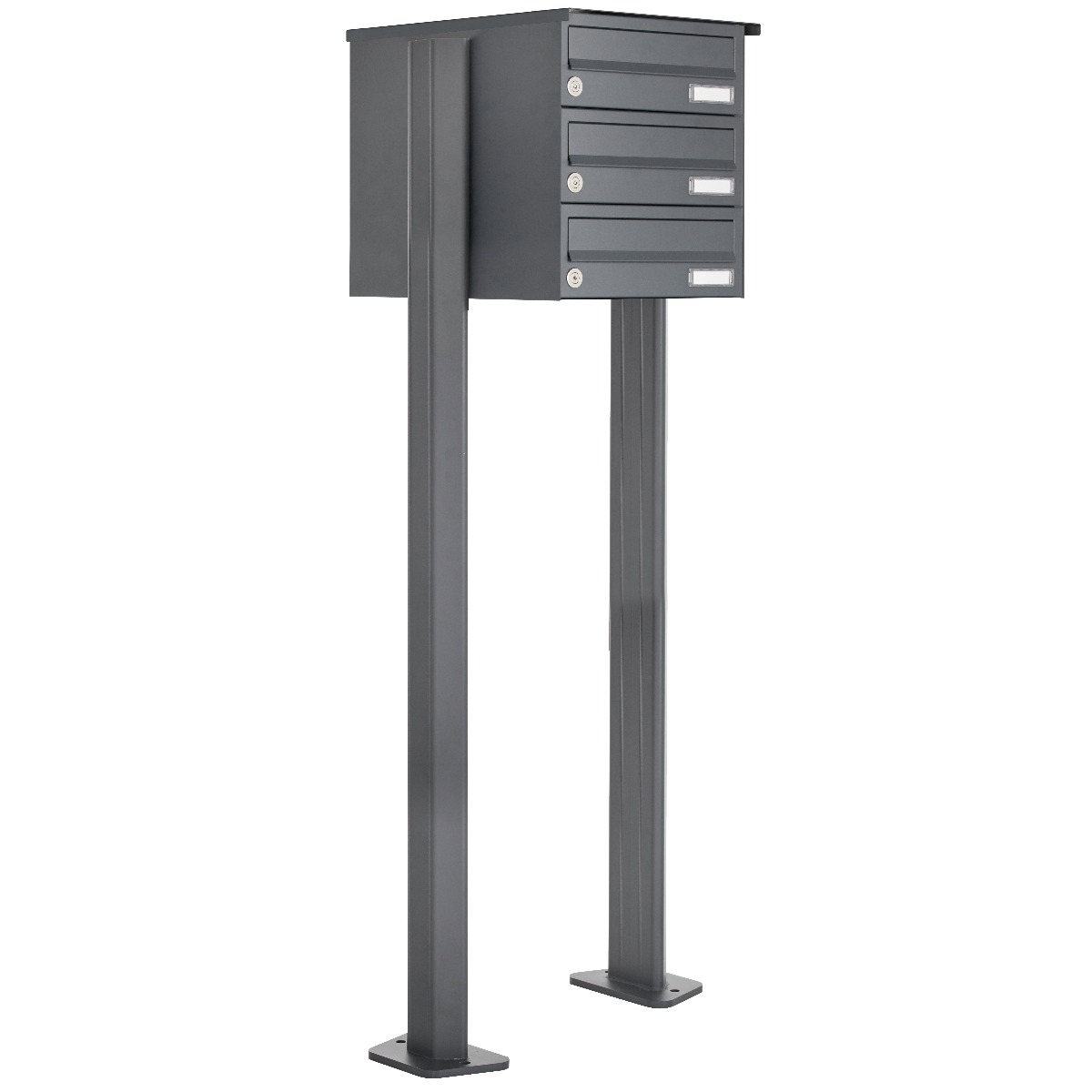 3er Edelstahl Briefkastenanlage freistehend Design BASIC Plus 385XP ST-T - RAL nach Wahl 3er Edelstahl Briefkastenanlage freistehend Design BASIC Plus 385XP ST-T - RAL nach Wahl