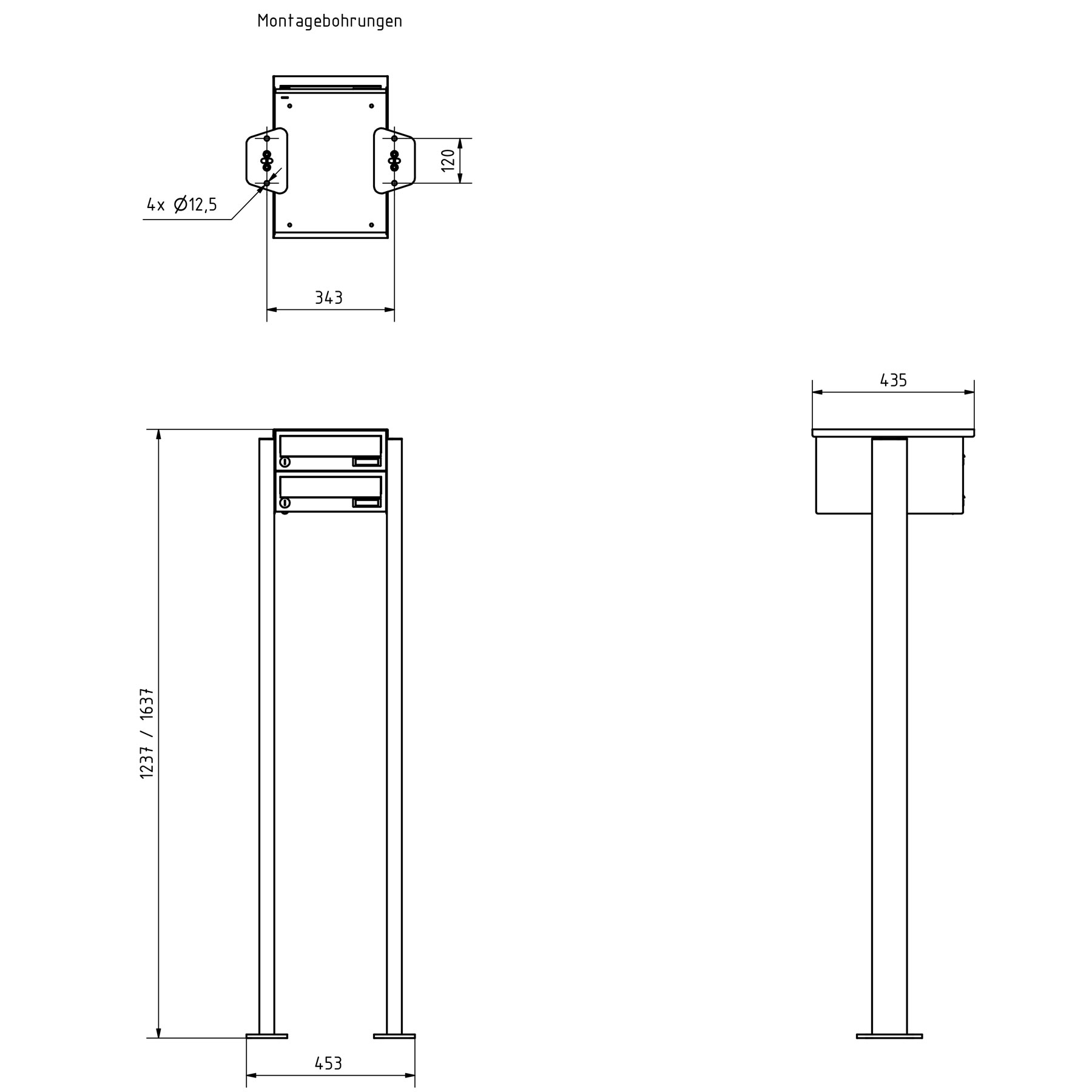 2-piece stainless steel free-standing letterbox system Design BASIC Plus 385XP ST-T - RAL of your choice 2-piece stainless steel free-standing letterbox system Design BASIC Plus 385XP ST-T - RAL of your choice