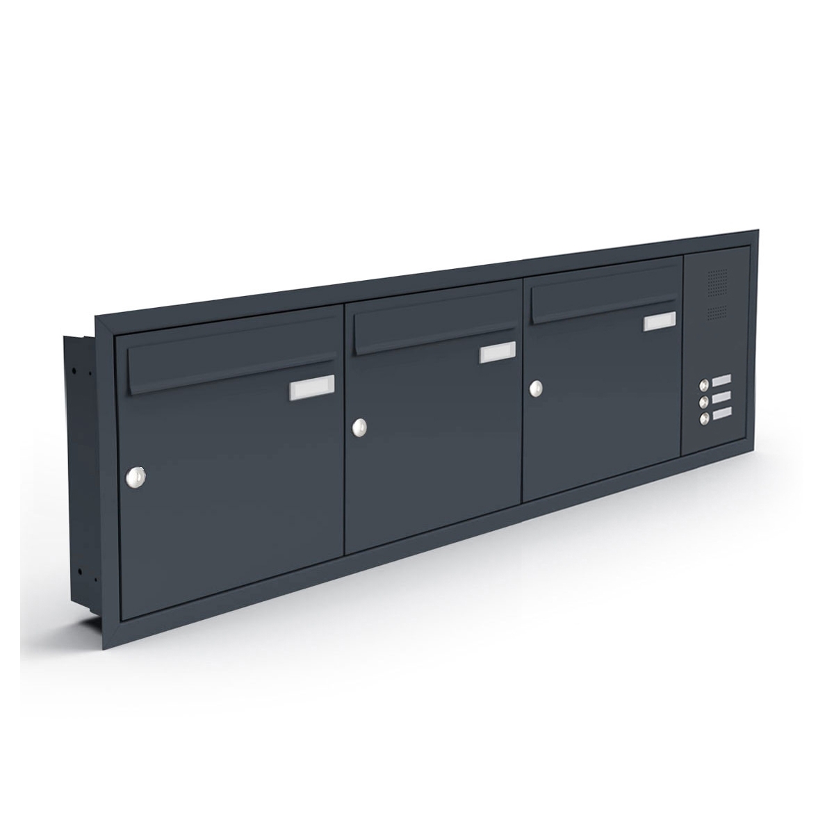 3er Edelstahl Unterputzbriefkasten BASIC Plus 382XU UP mit Klingelkasten seitlich - RAL 3er Edelstahl Unterputzbriefkasten BASIC Plus 382XU UP mit Klingelkasten seitlich - RAL