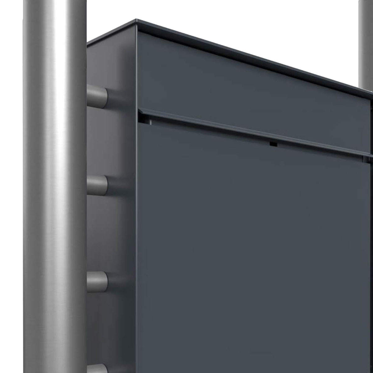 Design Standbriefkasten GOETHE ST-R mit Werbeschild 406x460 aus Edelstahl geschliffen - RAL nach Wahl Design Standbriefkasten GOETHE ST-R mit Werbeschild 406x460 aus Edelstahl geschliffen - RAL nach Wahl