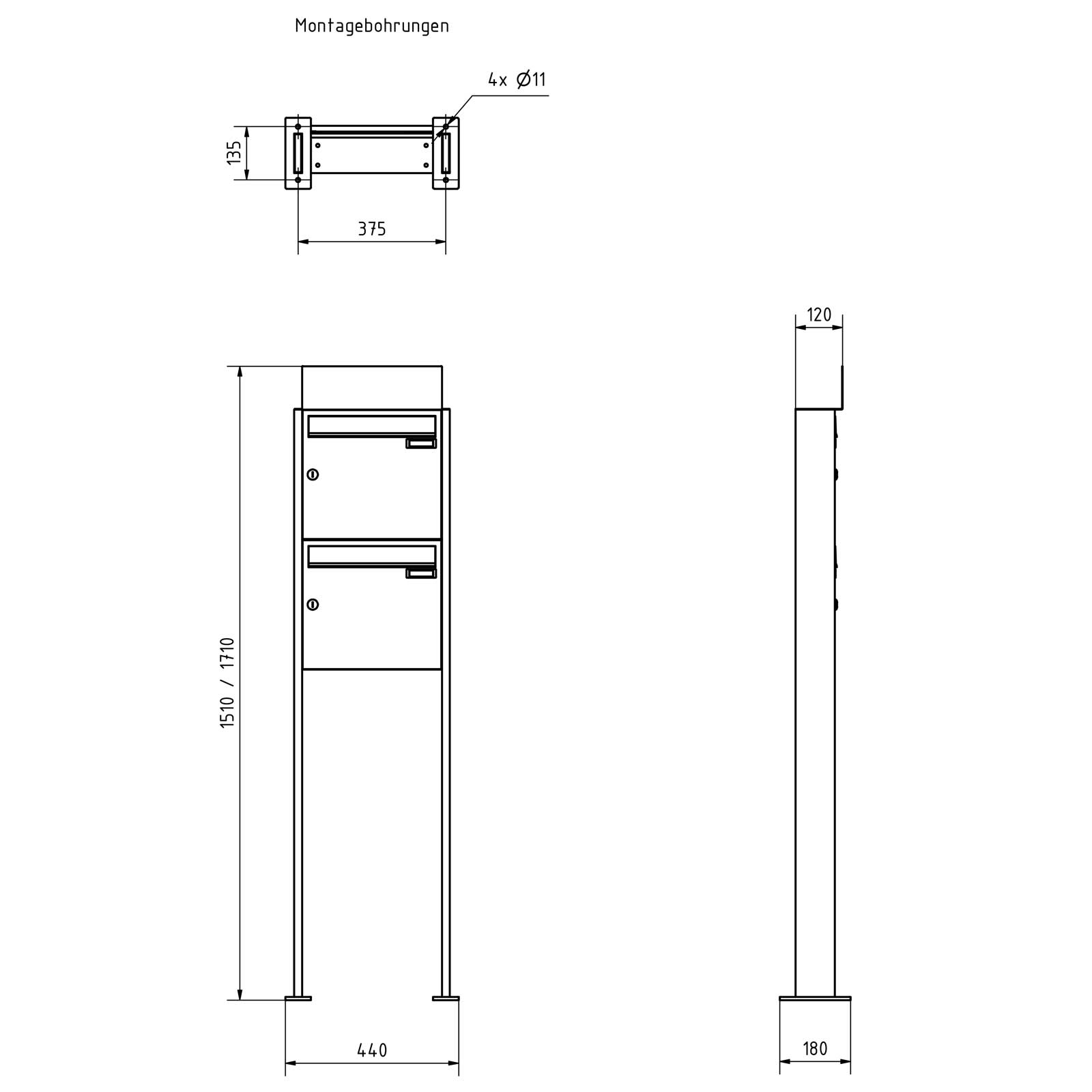 2er 1x2 letterbox system freestanding Design BASIC - Edition NELLY - BI-Color VA-RAL 7016 anthracite grey 2er 1x2 letterbox system freestanding Design BASIC - Edition NELLY - BI-Color VA-RAL 7016 anthracite grey