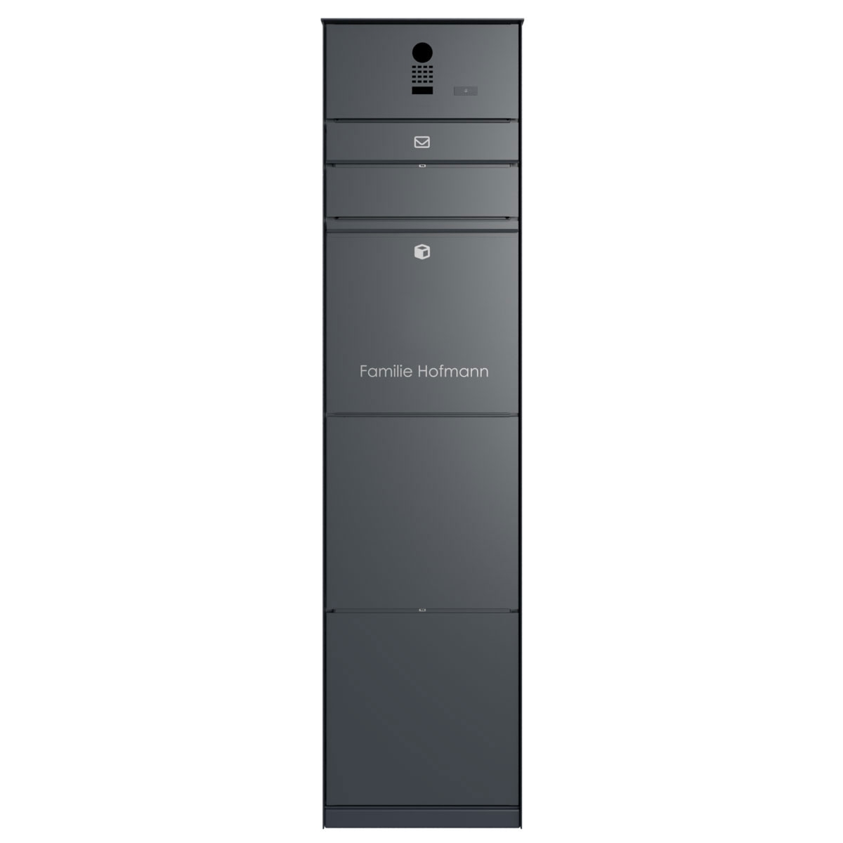 Wolnostojąca skrzynka pocztowa GOETHE z 1 skrzynką na listy i domofonem z kamerą DoorBird D1100E - system zamków - RAL do wyboru Wolnostojąca skrzynka pocztowa GOETHE z 1 skrzynką na listy i domofonem z kamerą DoorBird D1100E - system zamków - RAL do wyboru