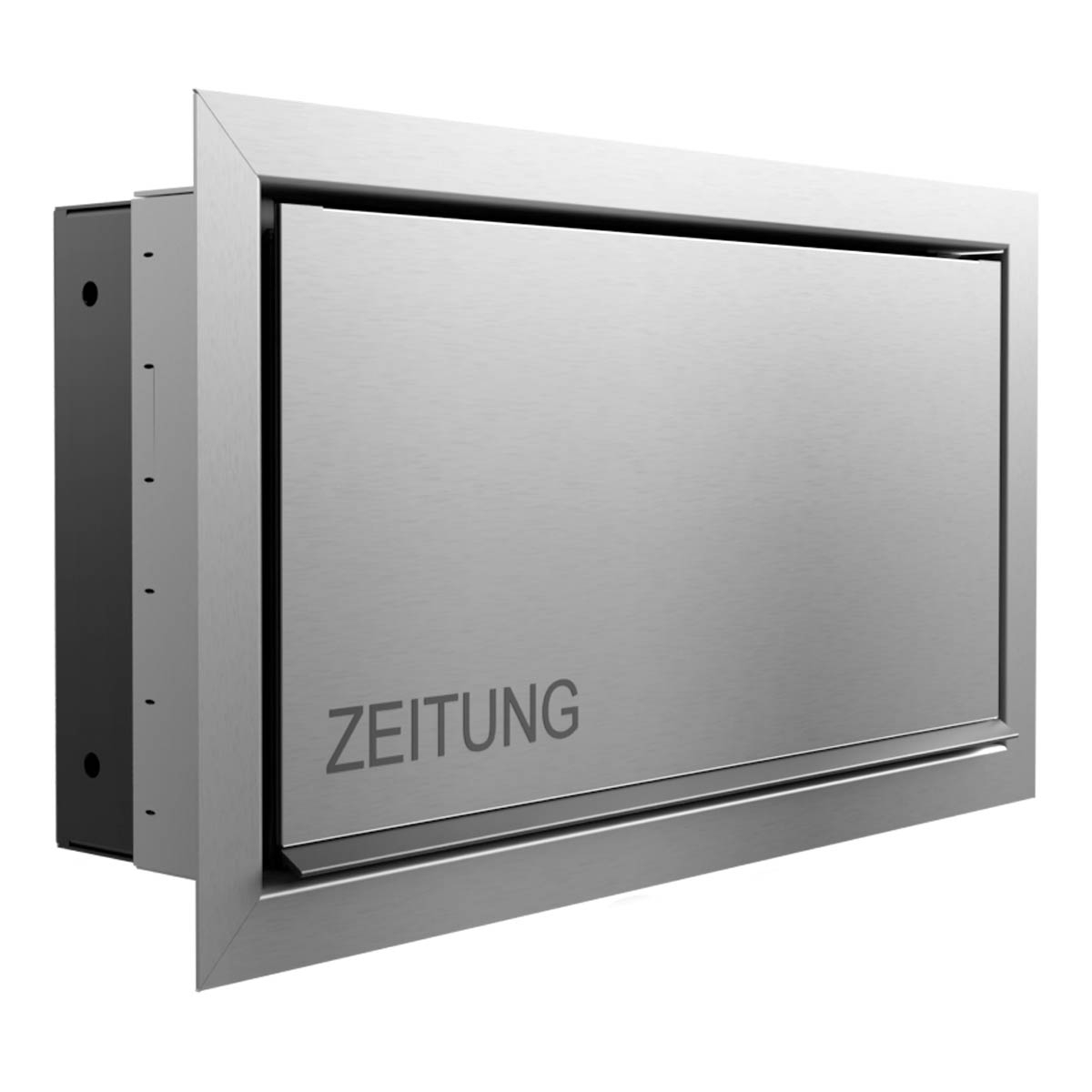 f1621088d2173cb2de66ea67b06b36a5868c75f9 Design flush-mounted newspaper box GOETHE UP - polished V2A stainless steel