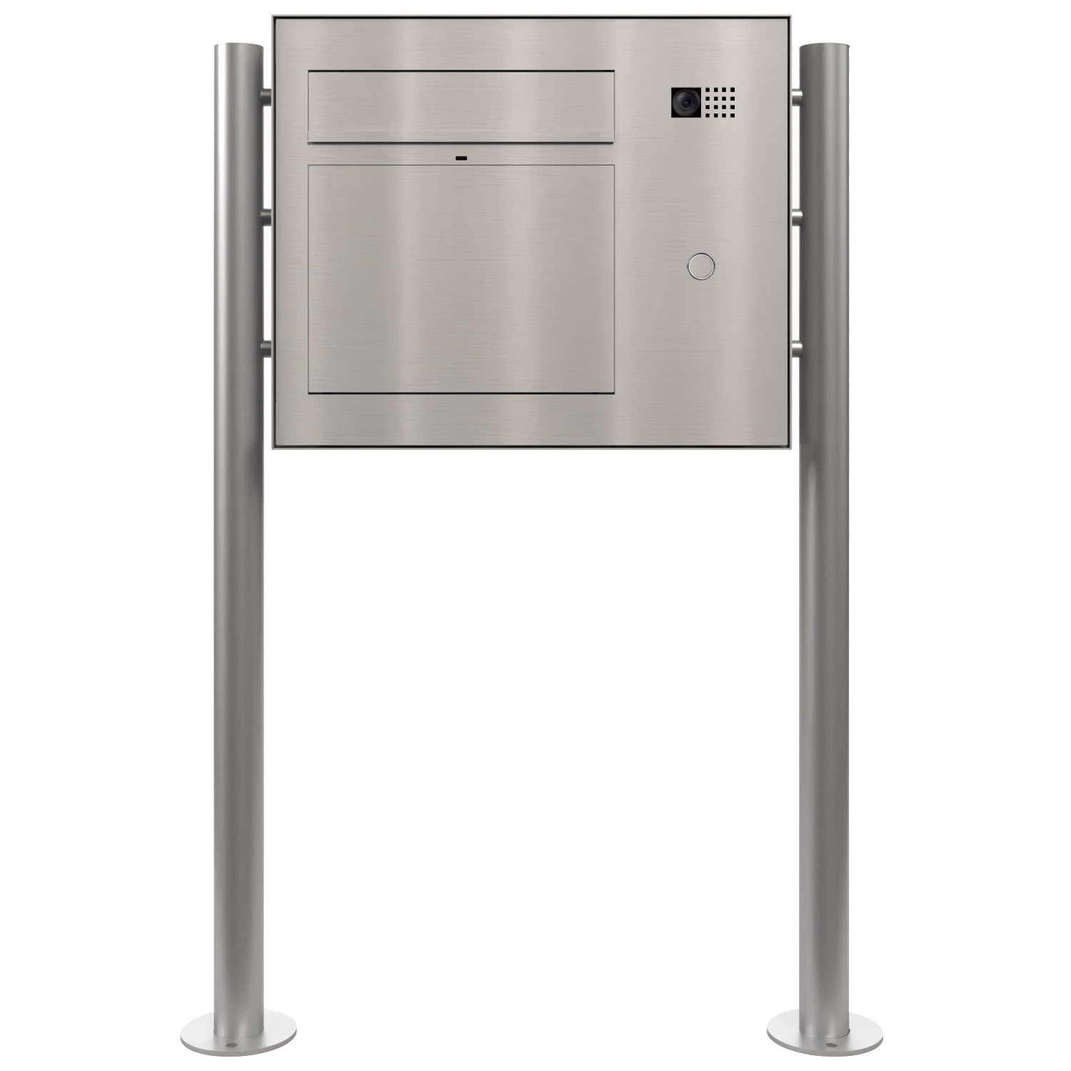 Design Standbriefkasten GRIMM - Edelstahl geschliffen mit COMELIT Ultra - VIDEO Set rechts