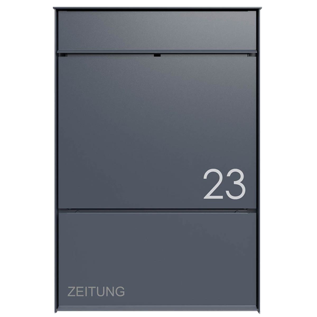 2-delige design brievenbuszuil GOETHE met krantenvak - RAL naar keuze 2-delige design brievenbuszuil GOETHE met krantenvak - RAL naar keuze