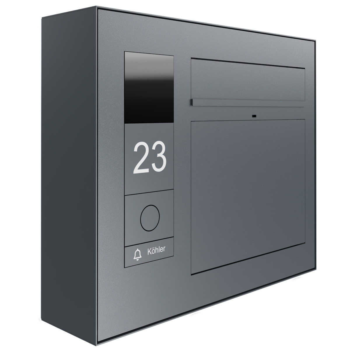 Design Aufputz Briefkasten GRIMM - Farbe nach Wahl - GIRA System 106 - Video- Sprechanlage links - VIDEO Komplettset
