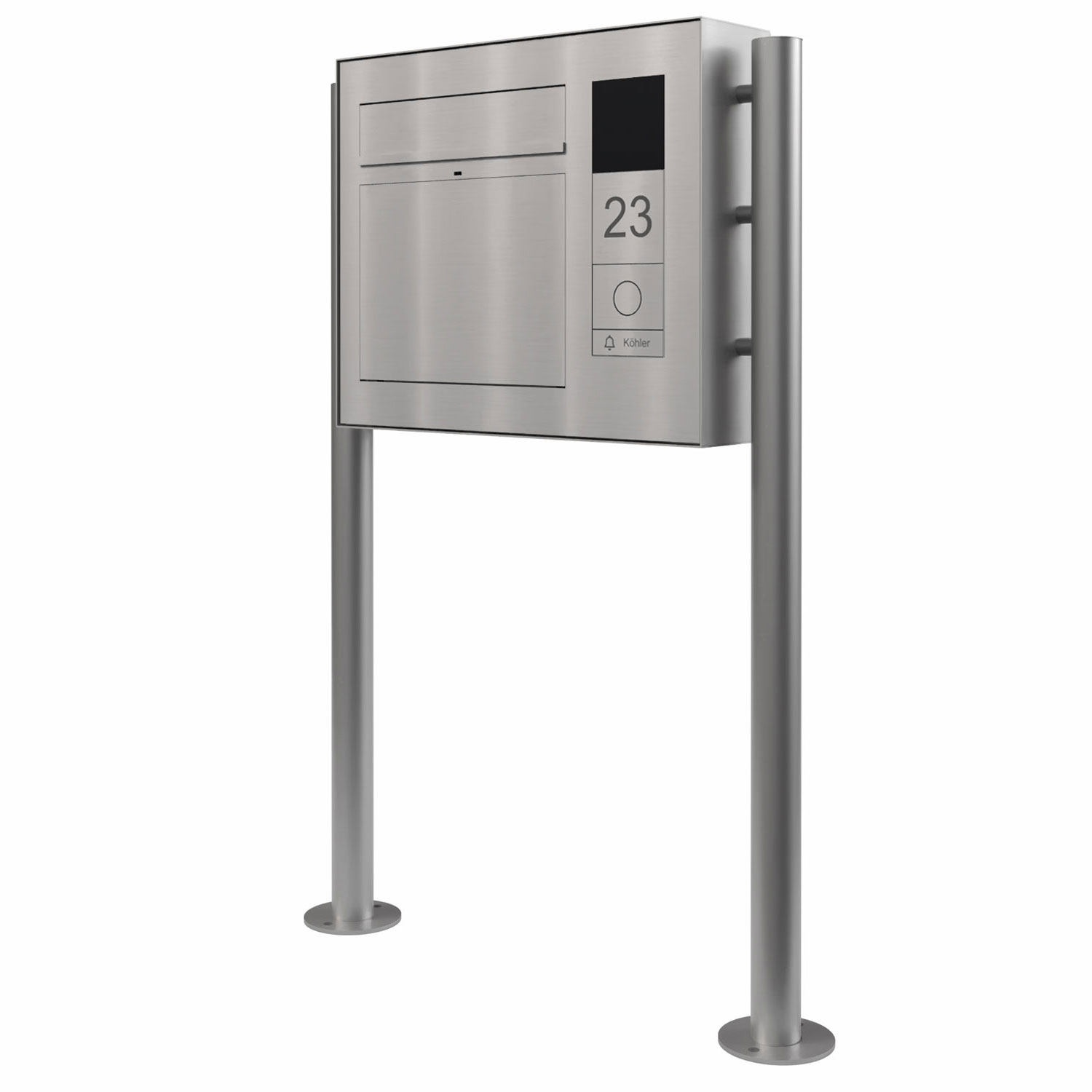 Boîte aux lettres design GRIMM ST-R - acier inoxydable brossé - Système 106 GIRA - Interphone vidéo droit - VIDEO Set complet