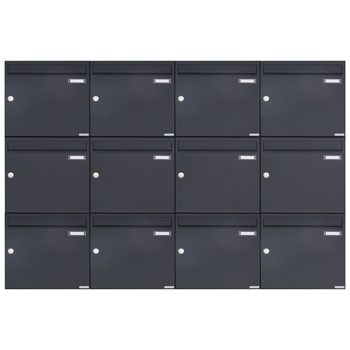 12er 4x3 Aufputz Briefkasten Design BASIC 382A AP - RAL 7016 anthrazitgrau