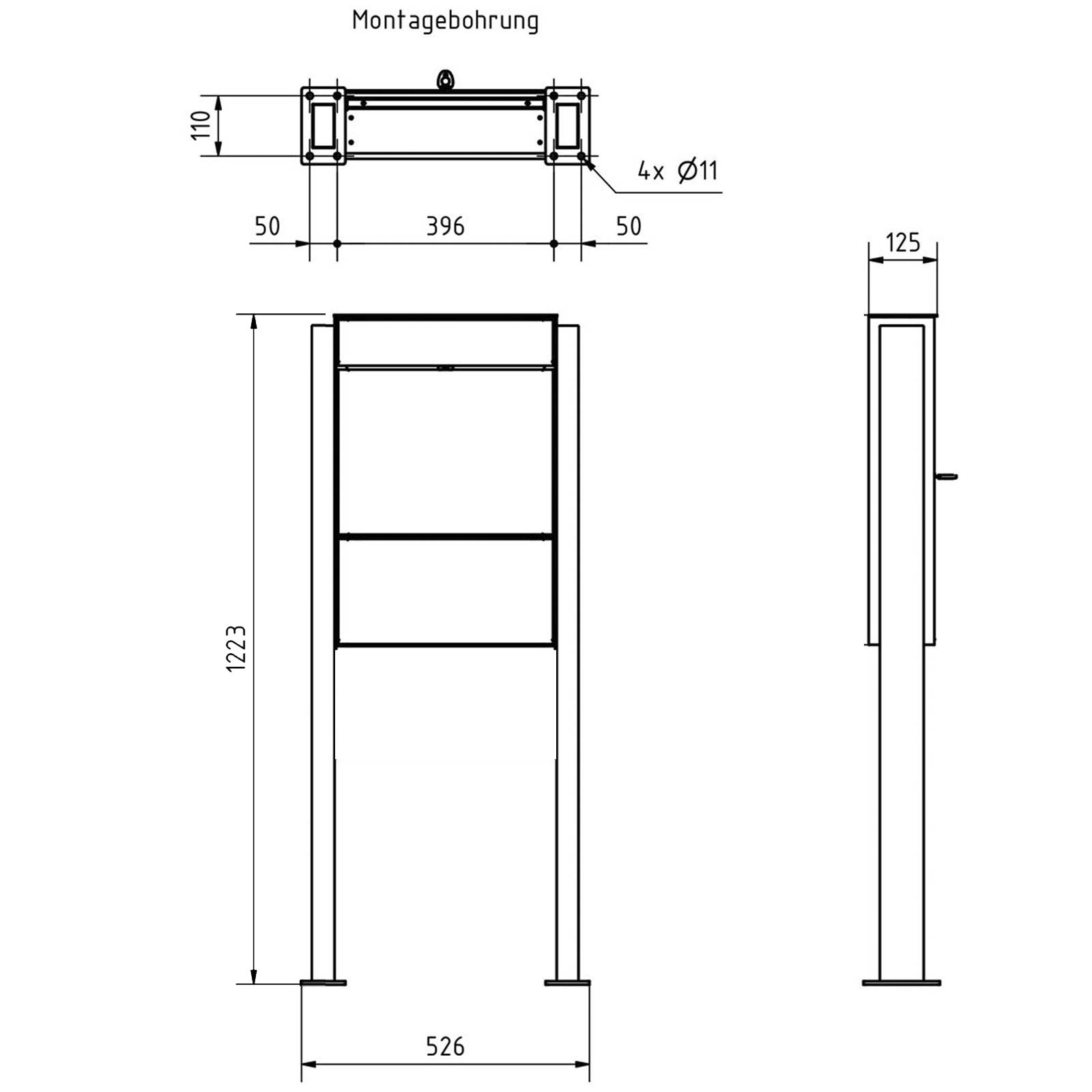 Design pedestal letterbox GOETHE ST-Q with newspaper compartment - RAL of your choice Design pedestal letterbox GOETHE ST-Q with newspaper compartment - RAL of your choice