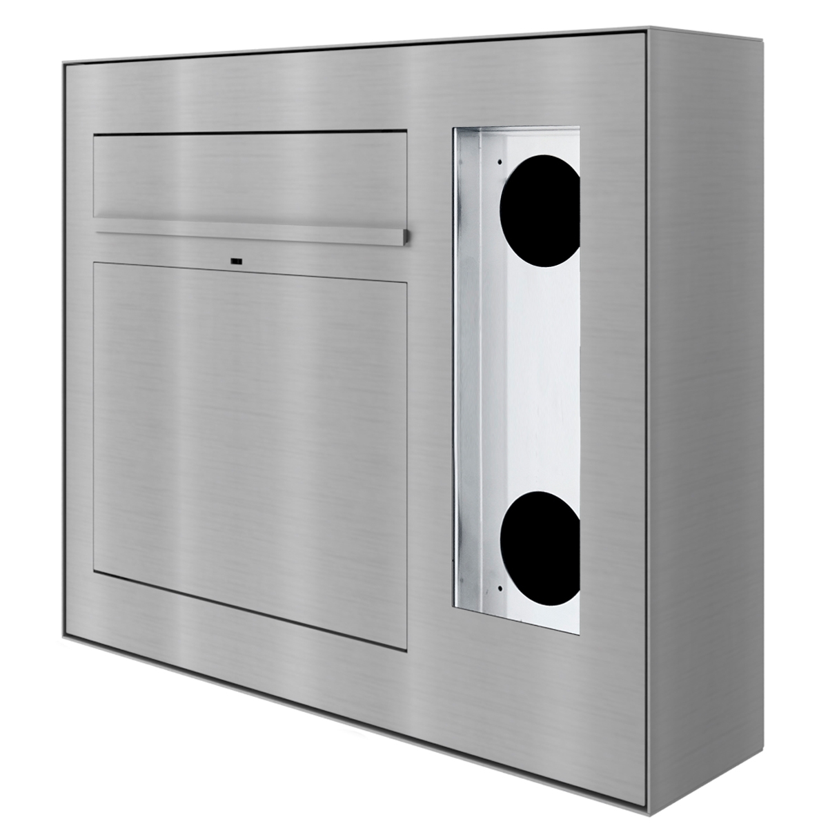 Design Aufputz Briefkasten GRIMM - Edelstahl geschliffen - GIRA System 106 - 3-fach vorbereitet rechts