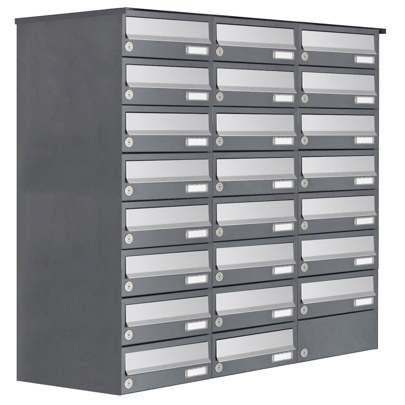 23er 8x3 Aufputz Briefkastenanlage Design BASIC 385A AP - Edelstahl-RAL 7016 anthrazit