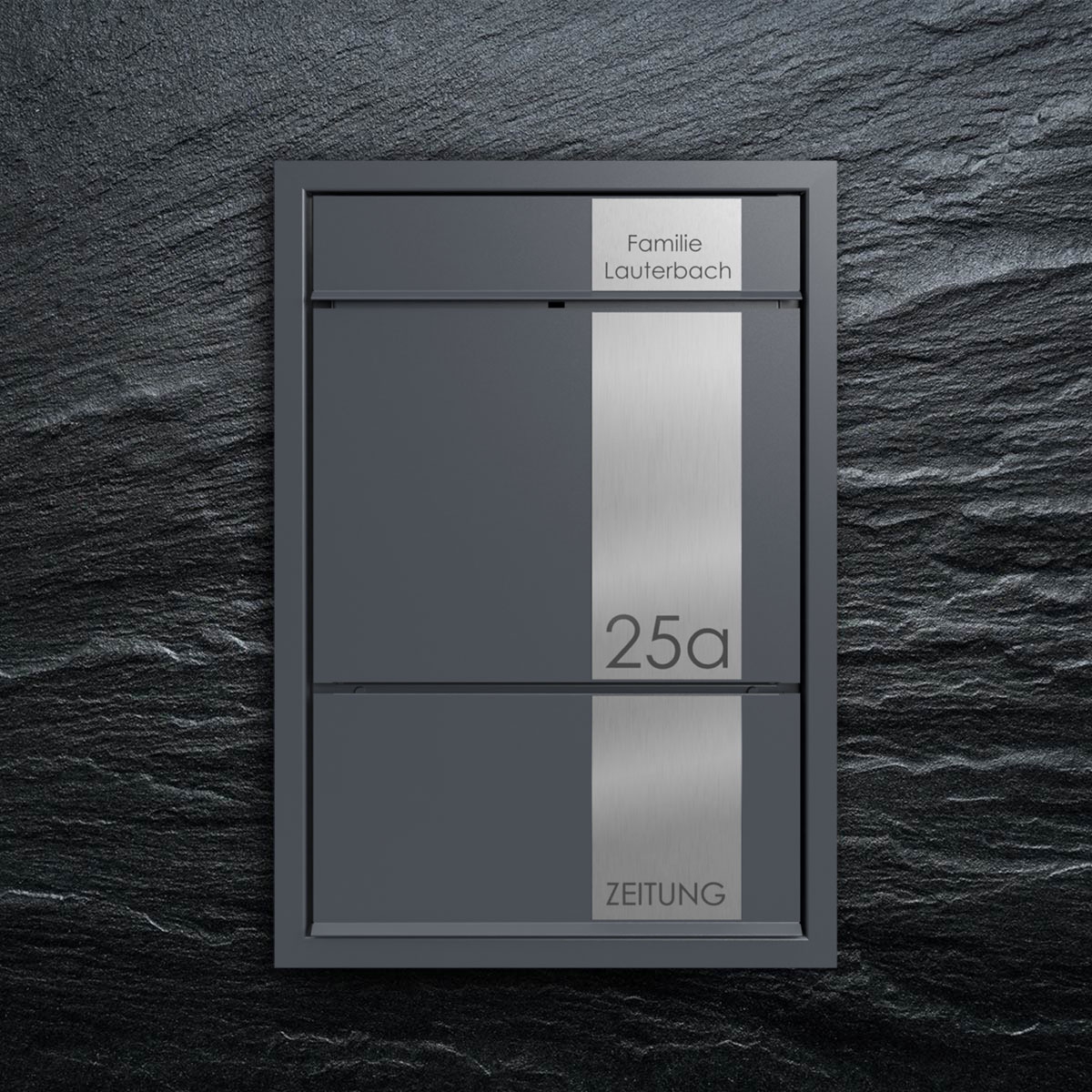 Flush-mounted letterbox GOETHE UP with newspaper compartment - Elegance 2 design - RAL of your choice Flush-mounted letterbox GOETHE UP with newspaper compartment - Elegance 2 design - RAL of your choice