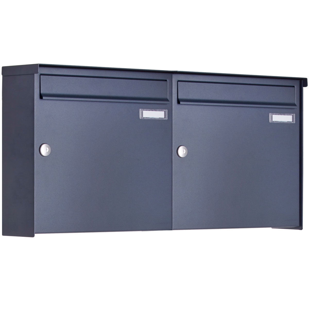 2er 1x2 Edelstahl Aufputz Briefkasten Design BASIC Plus 382XA AP - RAL nach Wahl