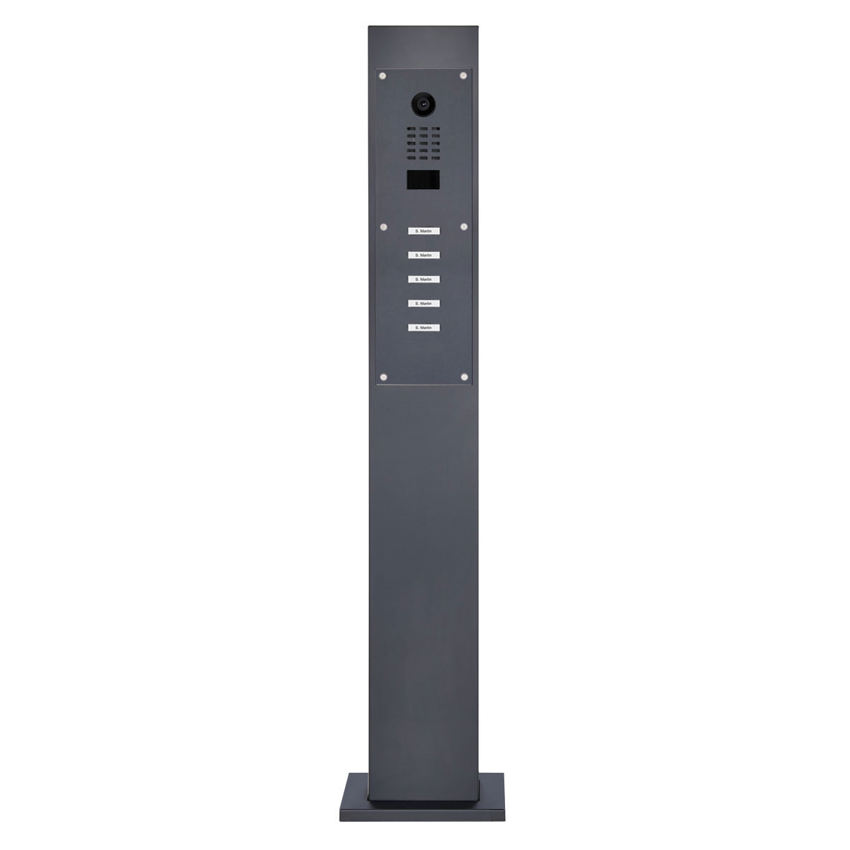 d68c43ce17044d90cc59d8efdde7e383768e4043 5er Klingelstele Designer - Edelstahl V2A pulverbeschichtet mit DoorBird D2100E Video- Sprechanlage