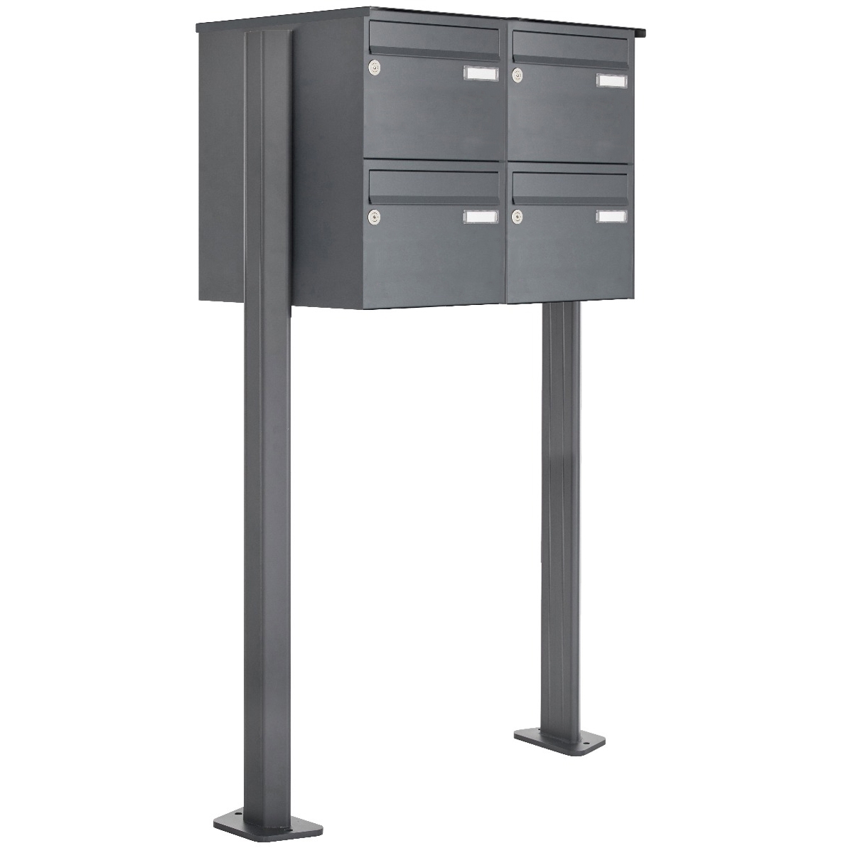 4er 2x2 Edelstahl Briefkastenanlage freistehend Design BASIC Plus 385XP ST-T - RAL nach Wahl 4er 2x2 Edelstahl Briefkastenanlage freistehend Design BASIC Plus 385XP ST-T - RAL nach Wahl