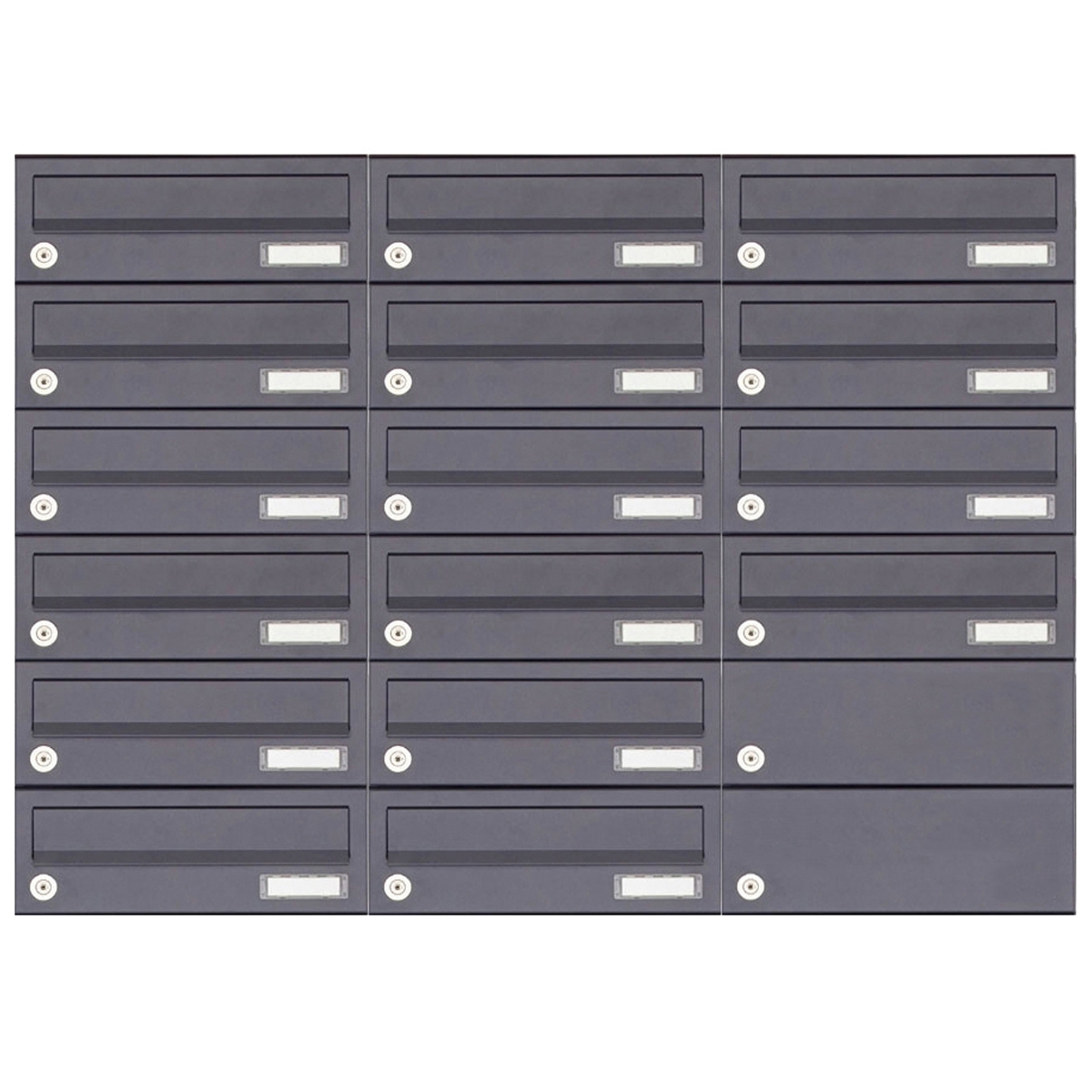 16er 6x3 Aufputz Briefkastenanlage Design BASIC 385A-7016 AP - RAL 7016 anthrazitgrau 16er 6x3 Aufputz Briefkastenanlage Design BASIC 385A-7016 AP - RAL 7016 anthrazitgrau