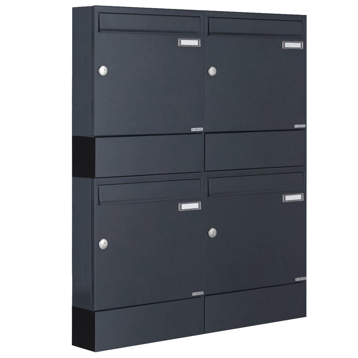 4er 2x2 surface-mounted letterbox BASIC 382A AP with newspaper compartment - RAL 7016 anthracite grey 4er 2x2 surface-mounted letterbox BASIC 382A AP with newspaper compartment - RAL 7016 anthracite grey