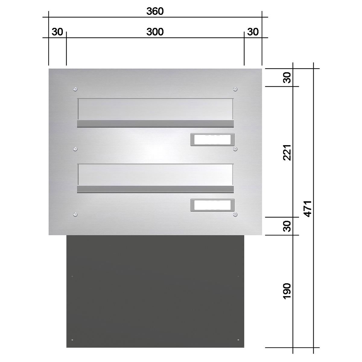 Boîte aux lettres murale BASIC 622 - acier inoxydable V2A brossé - 2 parties Boîte aux lettres murale BASIC 622 - acier inoxydable V2A brossé - 2 parties