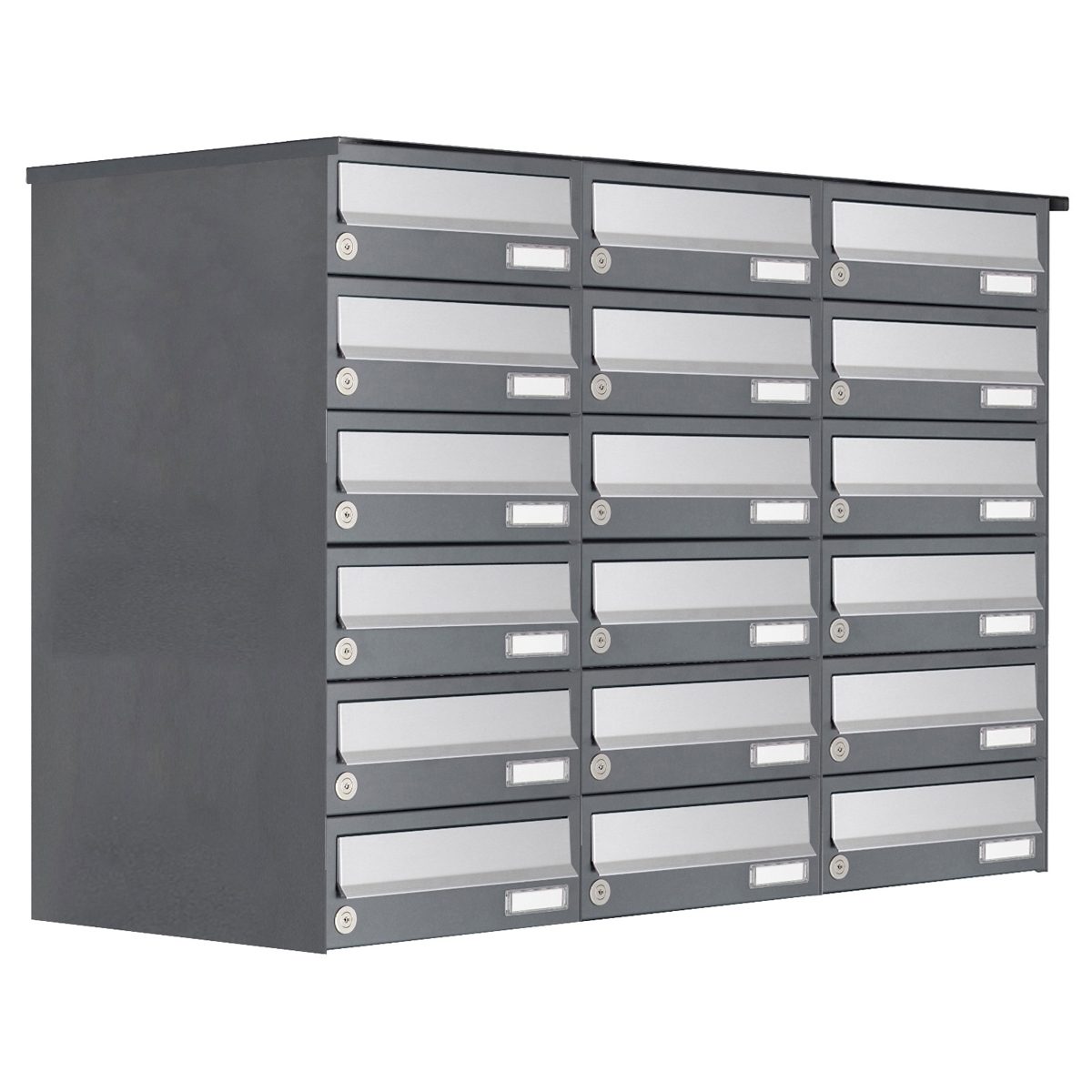 18er 6x3 Aufputz Briefkastenanlage Design BASIC 385A AP - Edelstahl-RAL 7016 anthrazit
