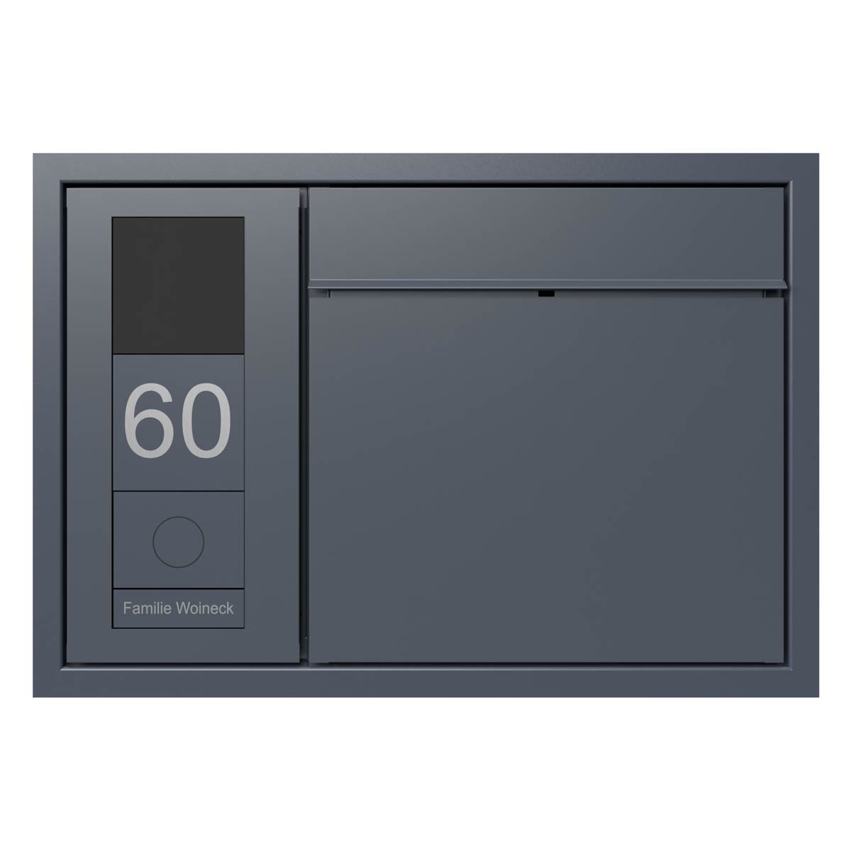 Design flush-mounted letterbox GOETHE UP - RAL of your choice - GIRA System 106 lateral - VIDEO complete set Design flush-mounted letterbox GOETHE UP - RAL of your choice - GIRA System 106 lateral - VIDEO complete set