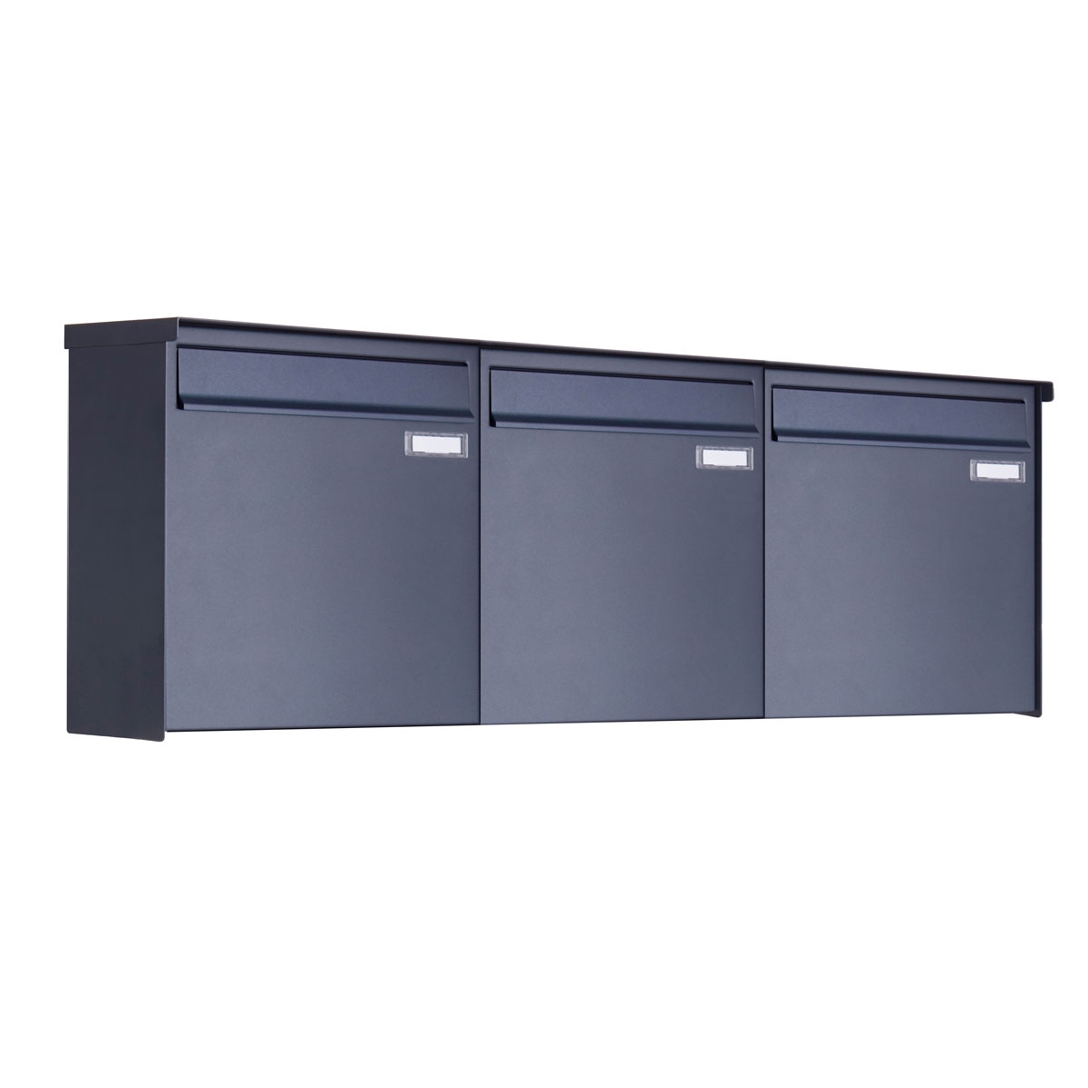 3er 3x1 stainless steel fence letterbox BASIC Plus 382XZ - RAL of your choice - removal from the rear 3er 3x1 stainless steel fence letterbox BASIC Plus 382XZ - RAL of your choice - removal from the rear