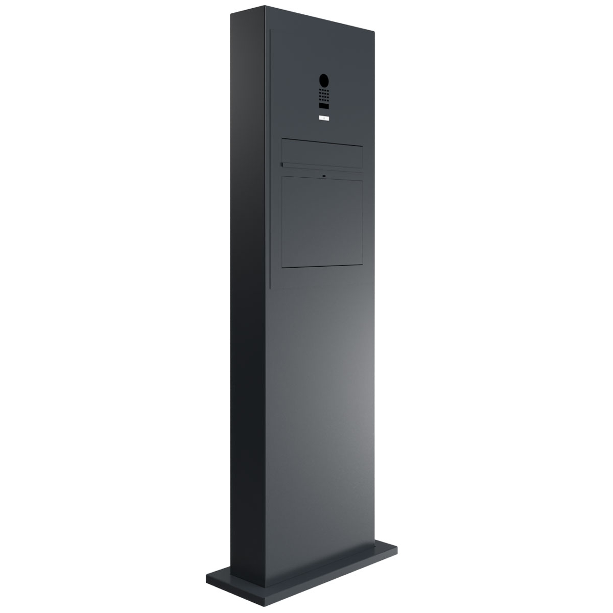 Design letterbox pedestal GRIMM - colour of your choice with DoorBird video intercom system