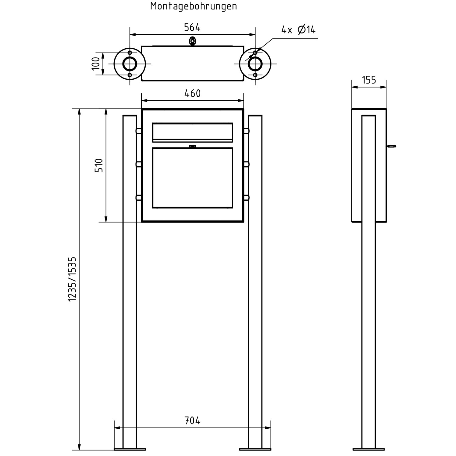 Design pedestal letterbox GRIMM - polished stainless steel
