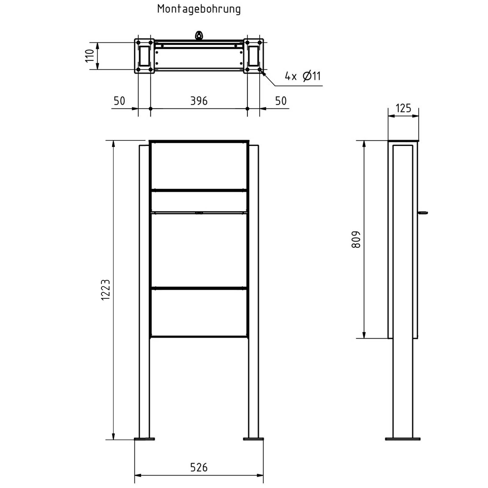 Design free-standing letterbox GOETHE ST-Q with newspaper compartment - RAL of your choice - GIRA System 106 - VIDEO complete set Design free-standing letterbox GOETHE ST-Q with newspaper compartment - RAL of your choice - GIRA System 106 - VIDEO complete set