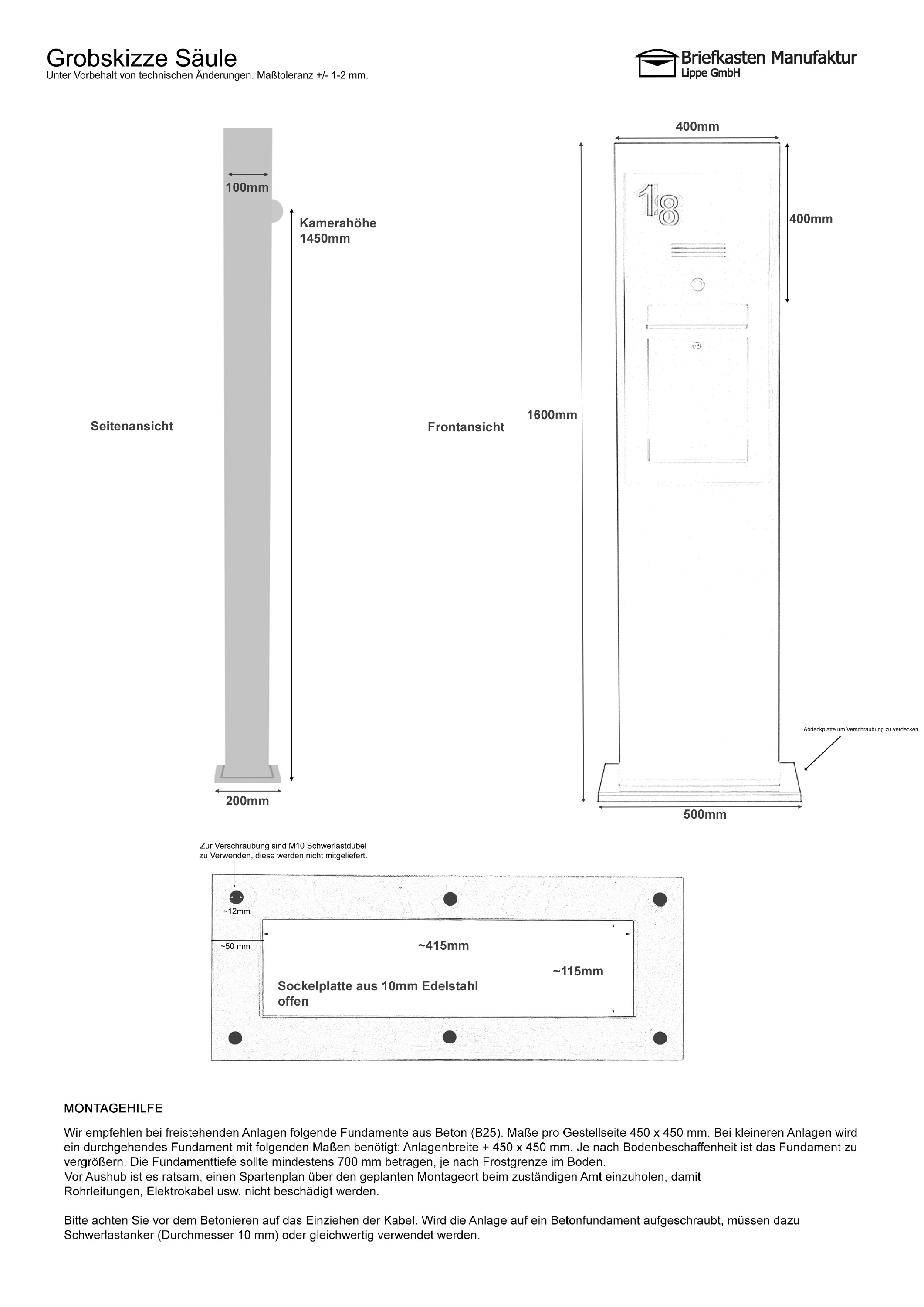 Edelstahl Briefkastensäule Designer Modell - Runddach - RAL 7016 anthrazitgrau - GIRA System 106 - 2-fach vorbereitet Edelstahl Briefkastensäule Designer Modell - Runddach - RAL 7016 anthrazitgrau - GIRA System 106 - 2-fach vorbereitet