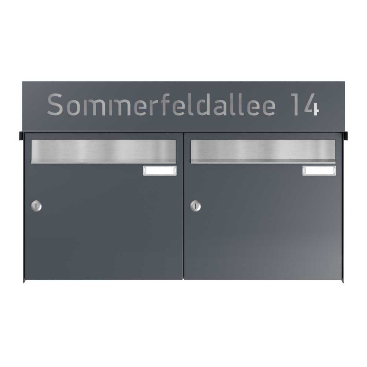 2er 2x1 Aufputz Briefkastenanlage BASIC - Edition NELLY - BI-Color VA-RAL 7016 anthrazitgrau 2er 2x1 Aufputz Briefkastenanlage BASIC - Edition NELLY - BI-Color VA-RAL 7016 anthrazitgrau