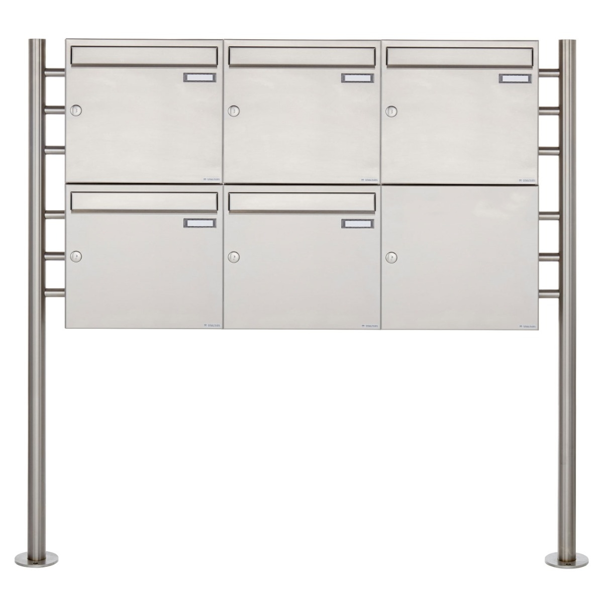 5er 2x3 Edelstahl Standbriefkasten Design BASIC 381 ST-R 5er 2x3 Edelstahl Standbriefkasten Design BASIC 381 ST-R
